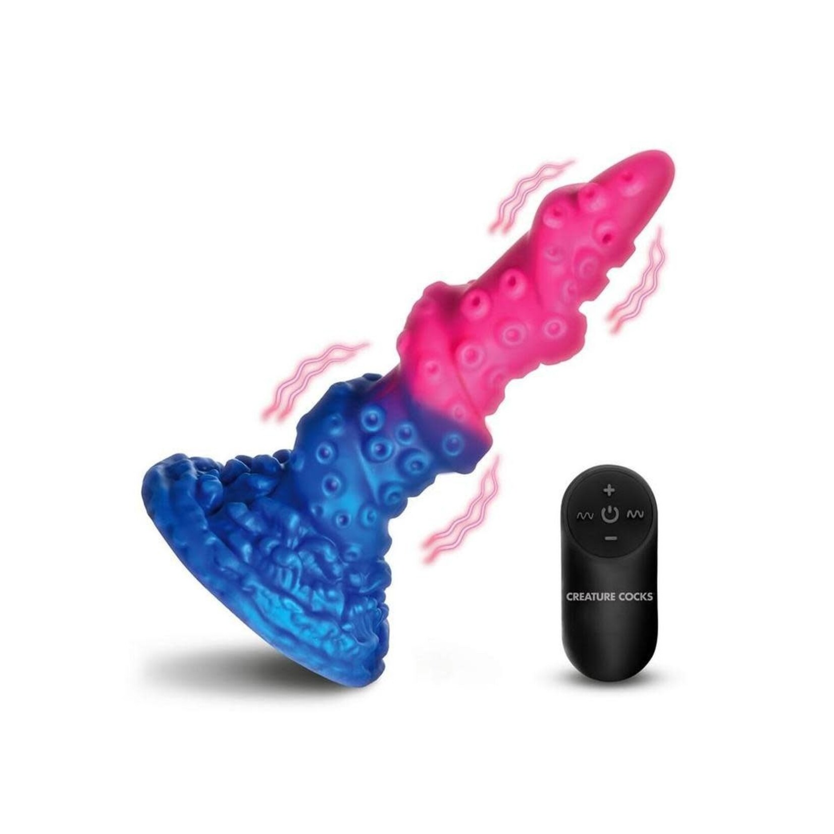 Creature cocks Deluxe Lord Kraken Vibrating Rechargeable Silicone Glow-in-the-Dark Dildo - Multicolor