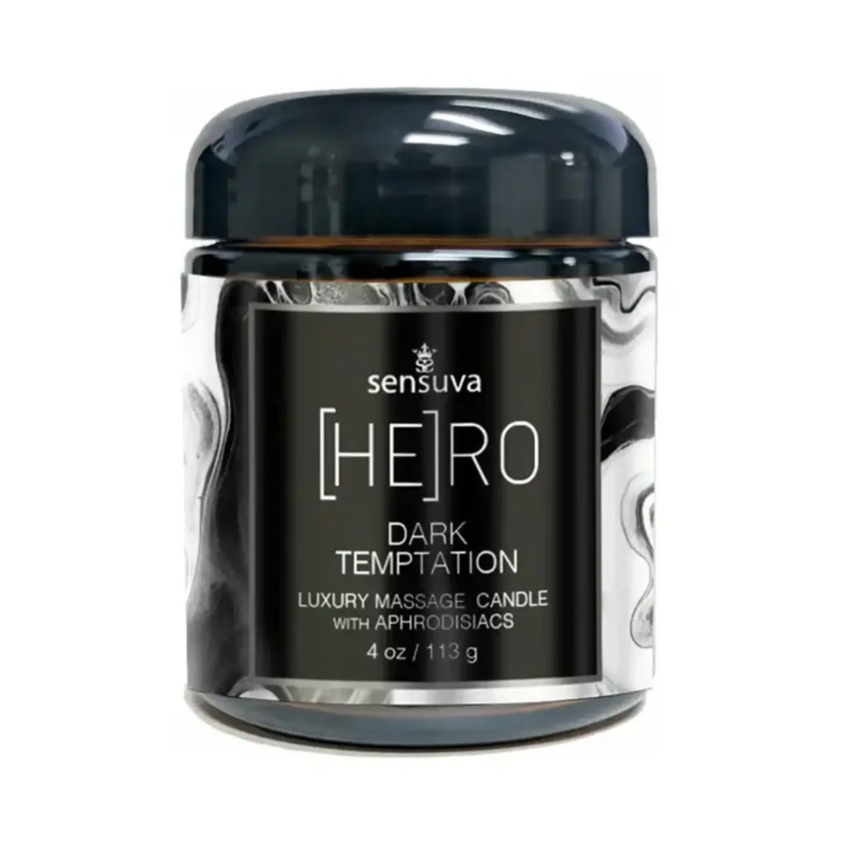 Sensuva Hero Dark Temptation Luxury Massage Candle 4 oz.