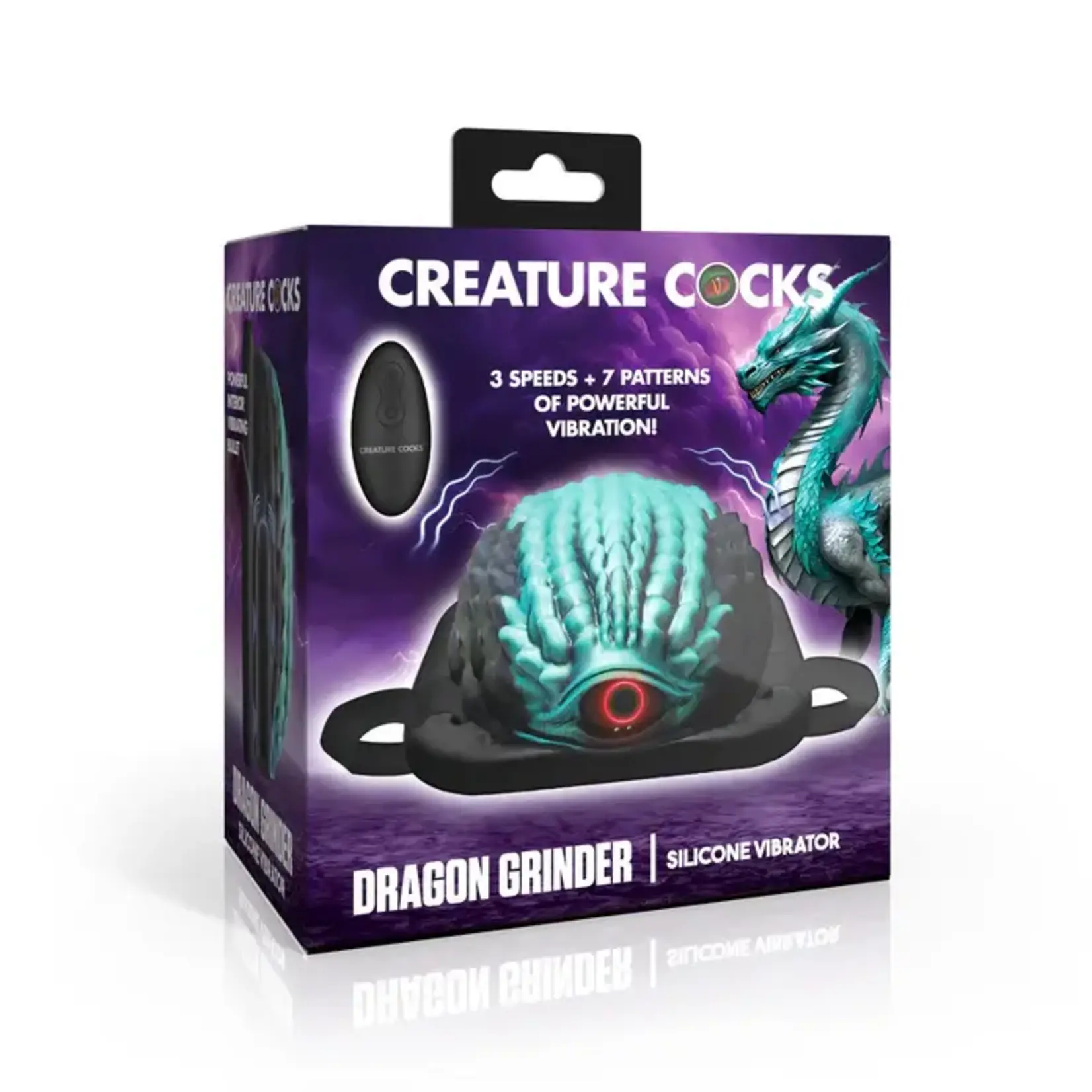 Creature Cocks Dragon Vibrating Rechargeable Silicone Grinder - Black/Teal