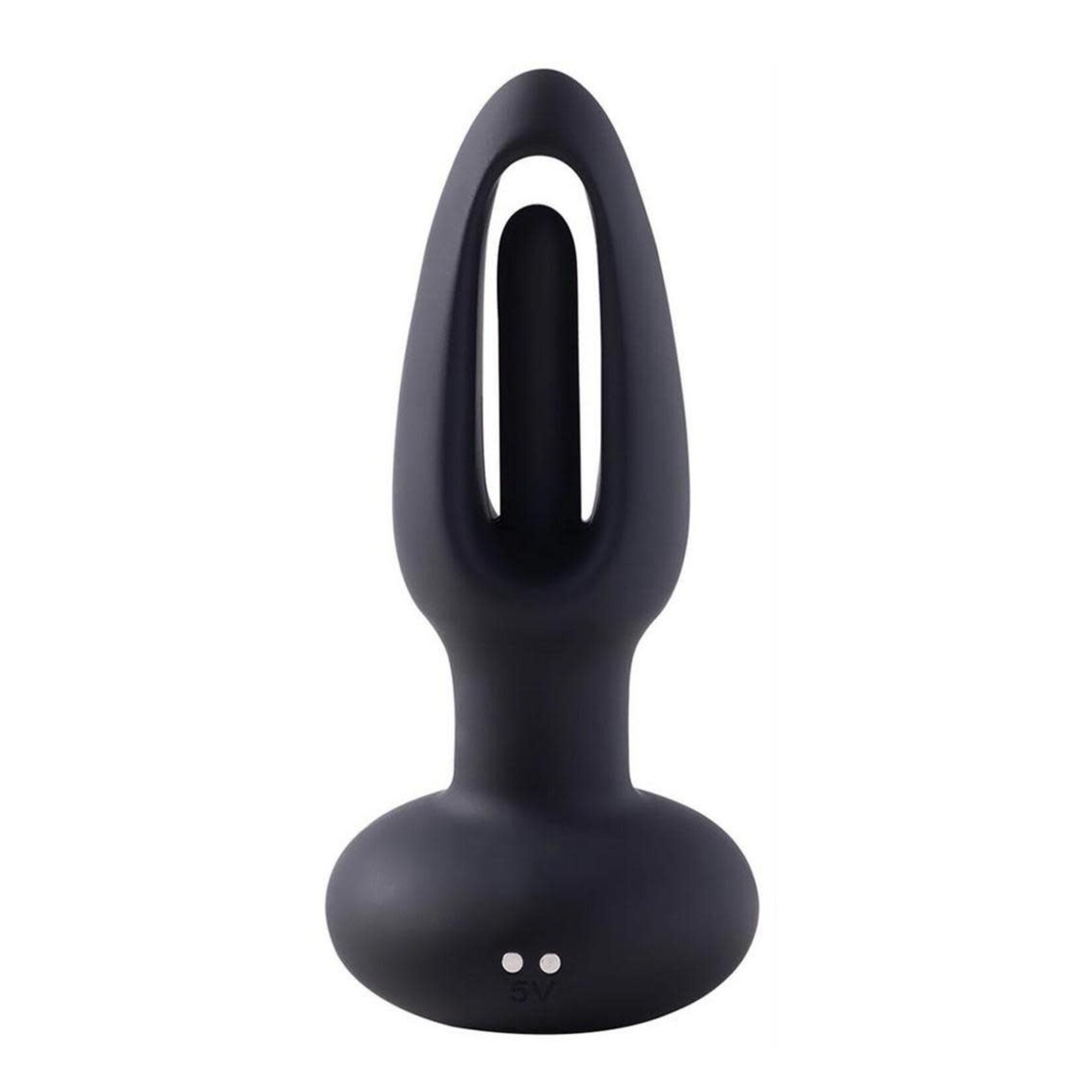 Snuggy Tapping Rechargeable Silicone Prostate Massager Butt Plug Anal Vibrator - Black