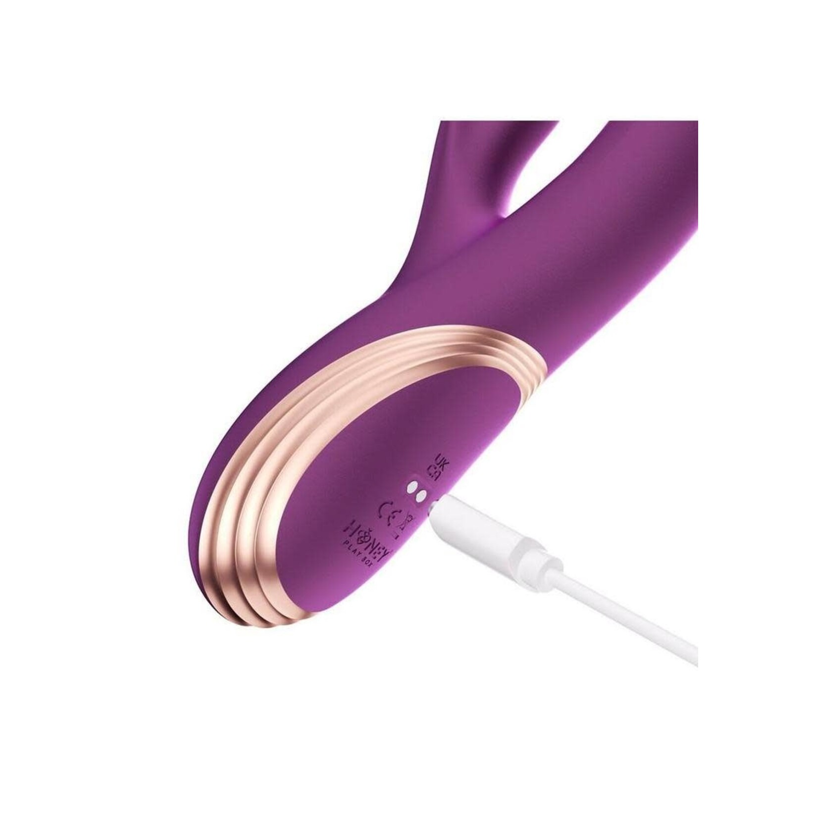 Gem Pressure Sensing App-Controlled Twin Balls Rabbit Vibrator - Purple/Gold