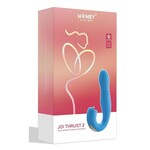 Joi Thrust 2 Pressure Sensing App Controlled Thrusting G-spot Silicone Rechargeable Vibrator & Tongue Clit Licker - Blue/Gold