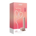 Luis App Controlled Real Thrusting Rechargeable Silicone Dildo with Clit Licker 8.5In - Caramel
