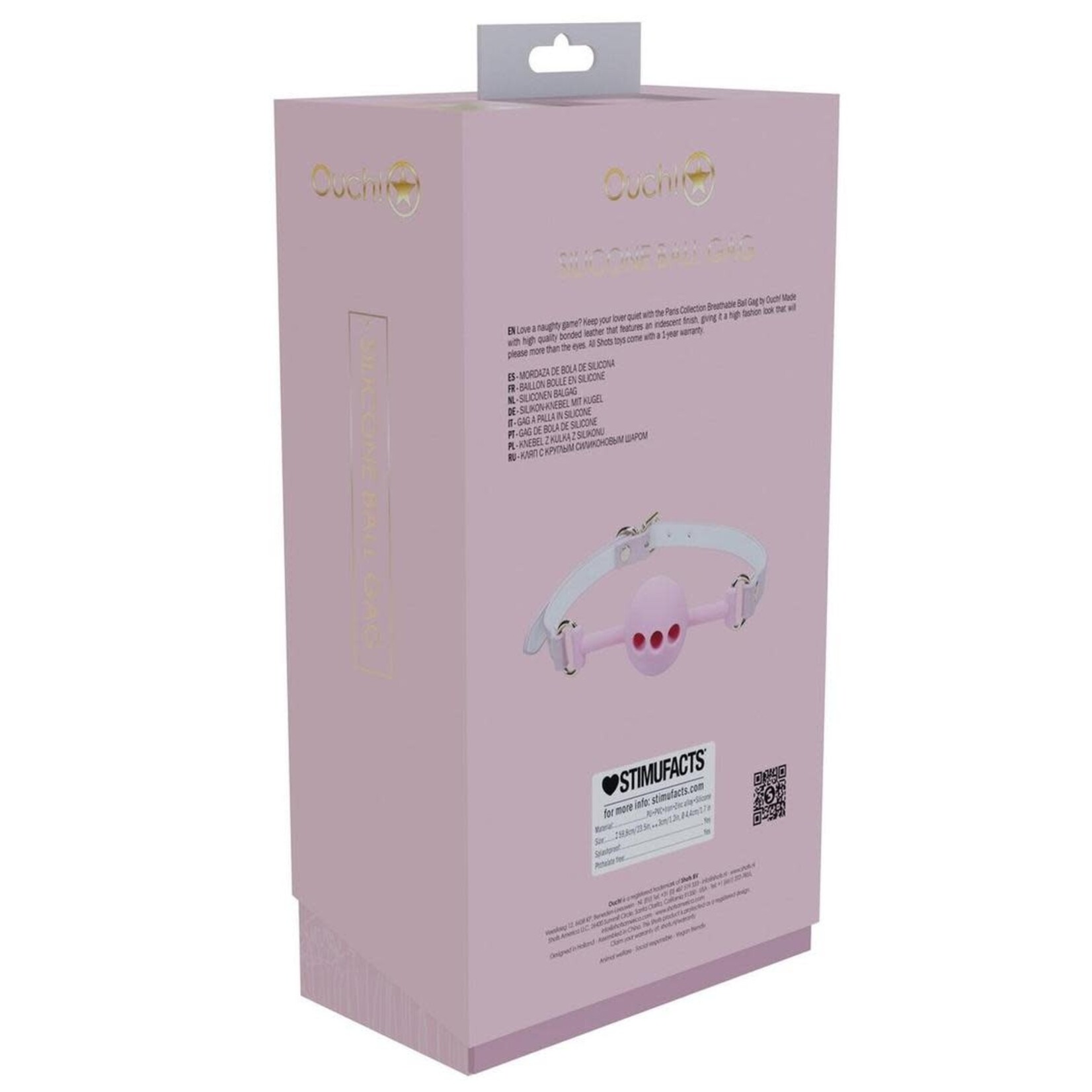 Ouch! Paris Collection Silicone Ball Gag - Pink
