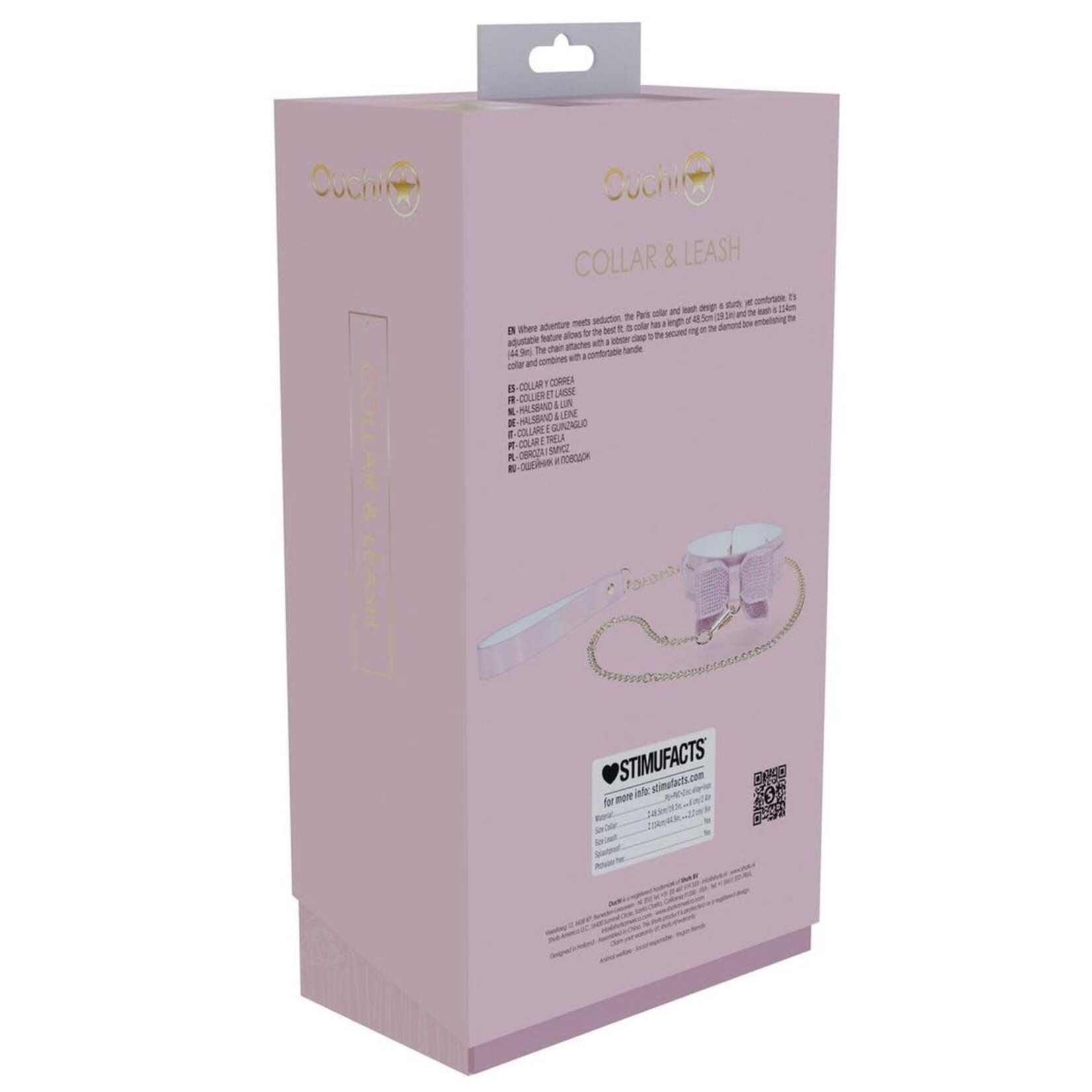Ouch! Paris Collection Collar with Leash - Pink