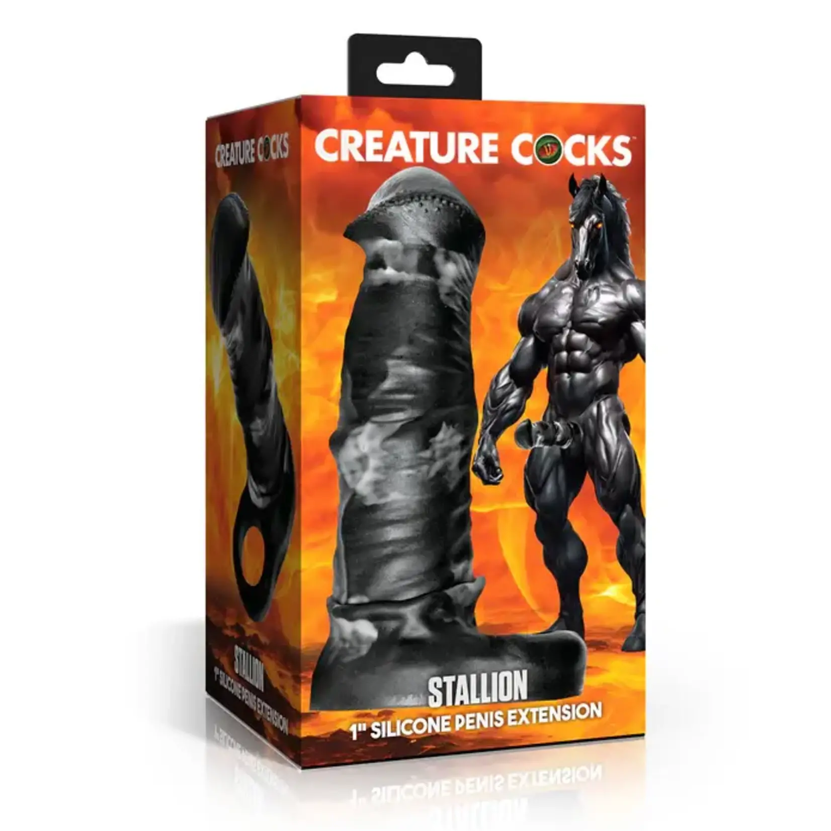 Creature Cocks Stallion Silicone Penis Extension - Black/Gray