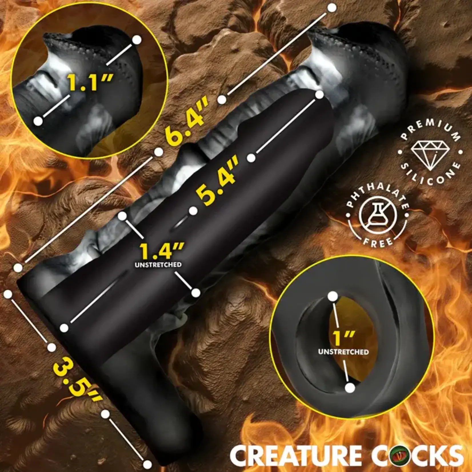 Creature Cocks Stallion Silicone Penis Extension - Black/Gray