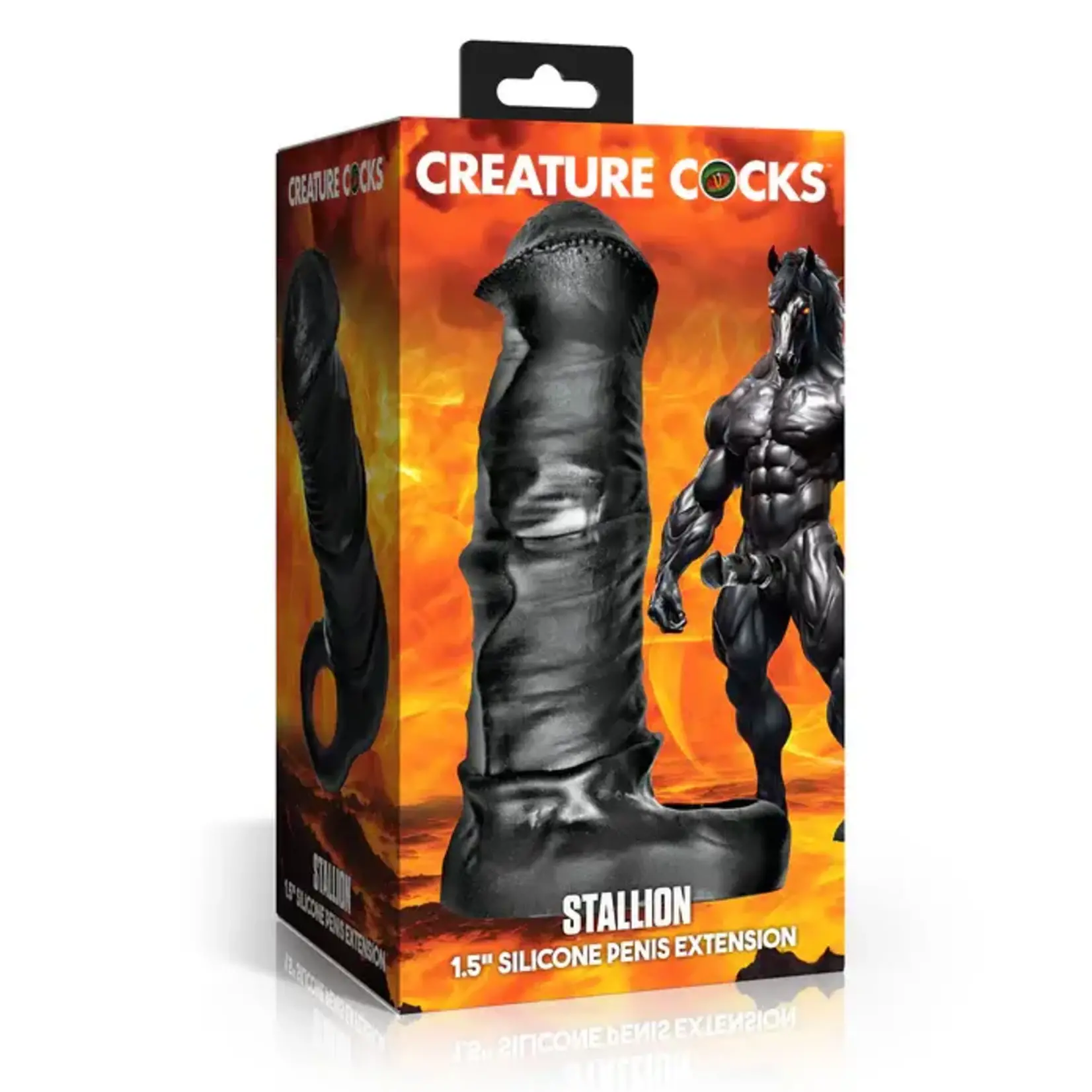 Creature Cocks Stallion XL Silicone Penis Extension - Black/Gray
