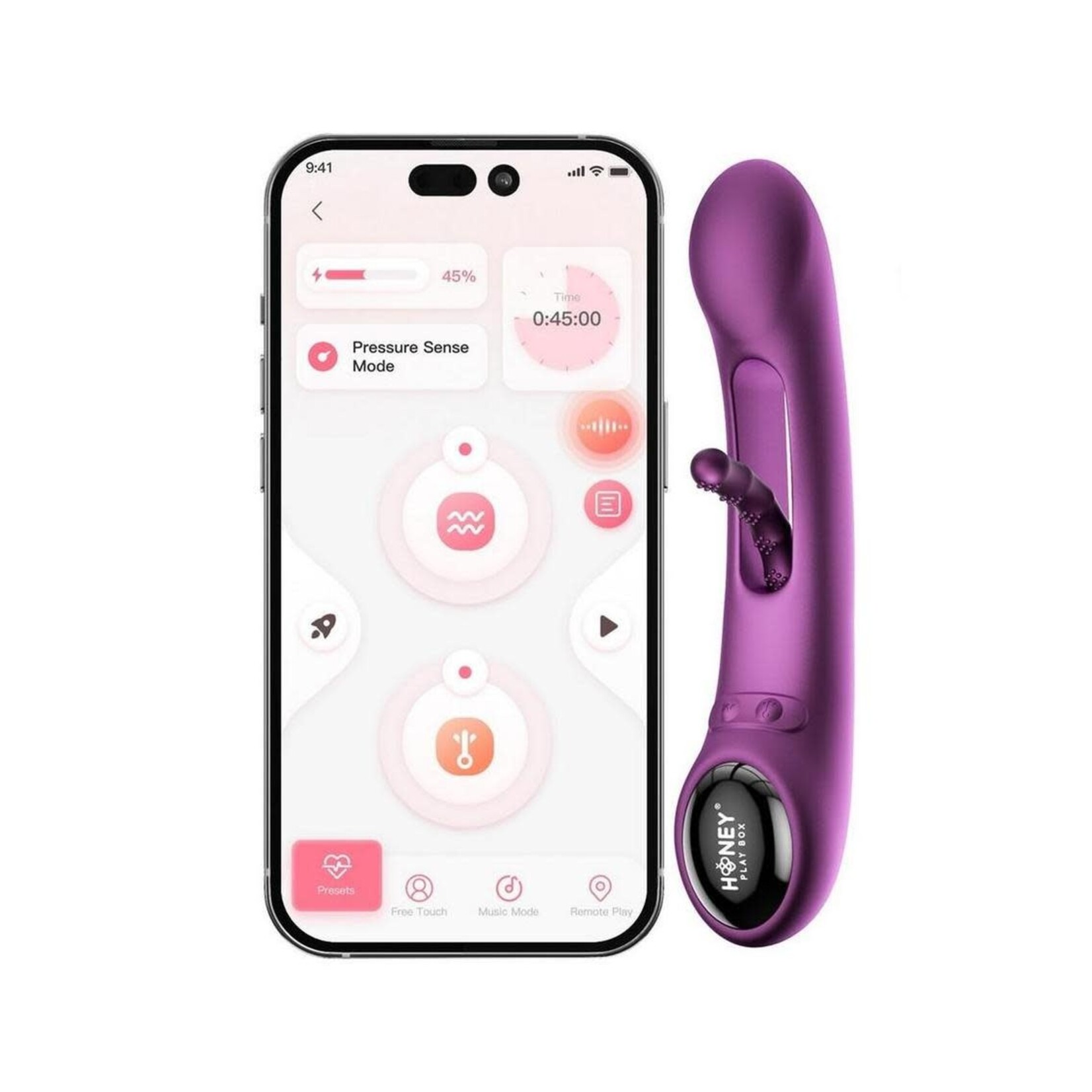 Tempo Pressure Sensing App Controlled Kinky Finger Tapping Rechargeable Silicone G-spot Vibrator - Purple/Black