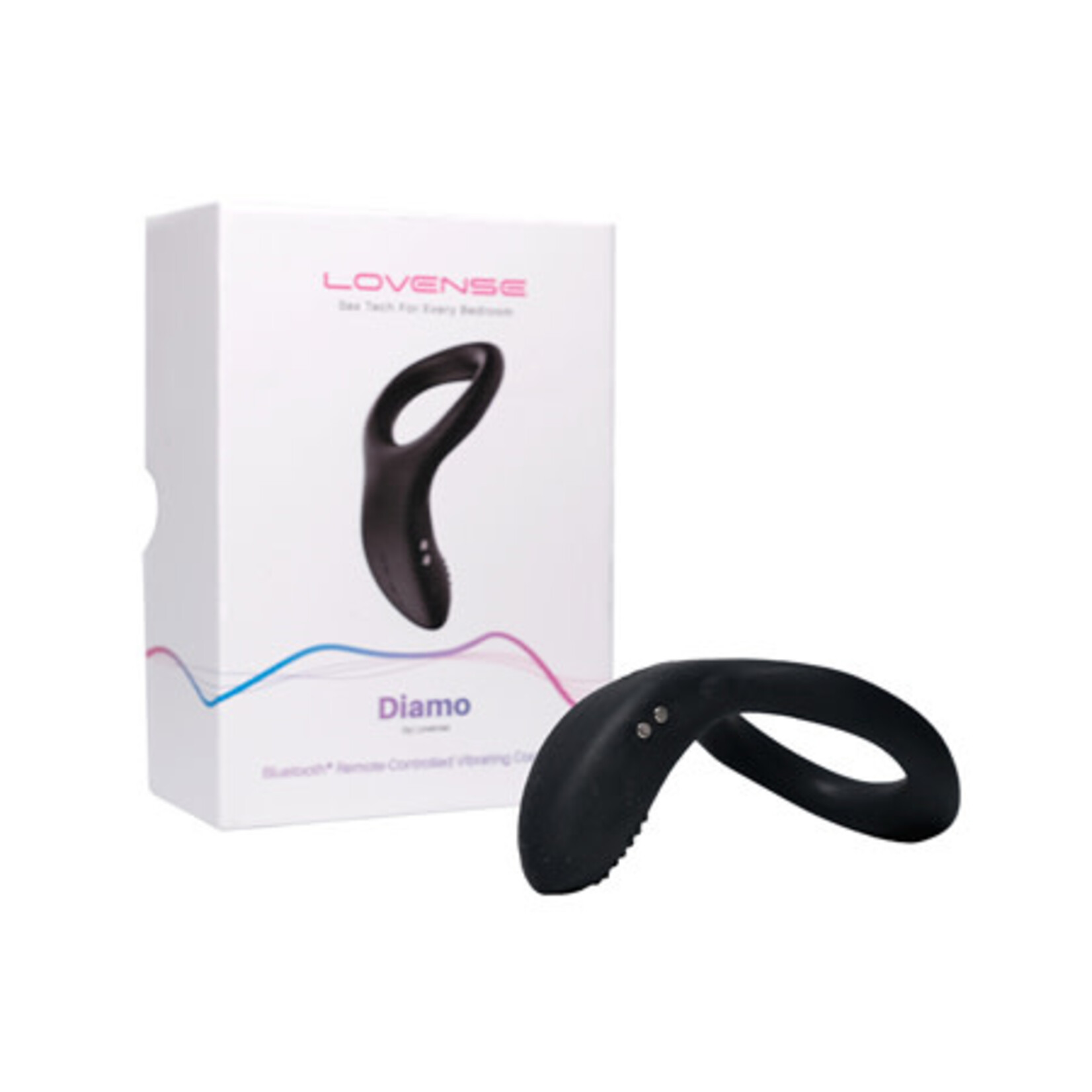 Lovense Diamo App Compatible Vibrating Silicone Cock Ring - Black