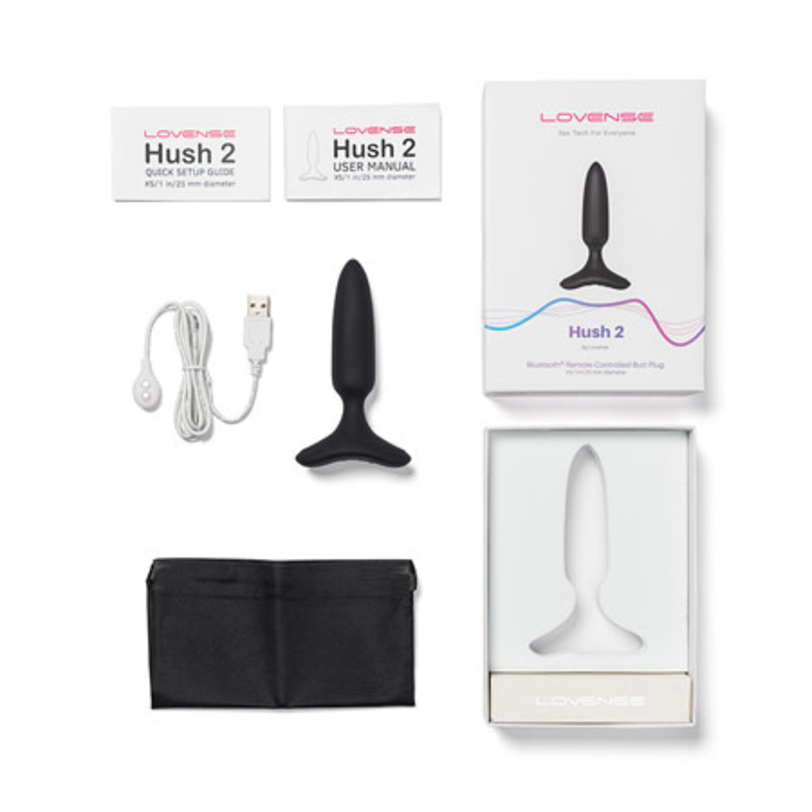 Lovense Hush 2 Bluetooth Remote-Controlled Vibrating Butt Plug XS 1in