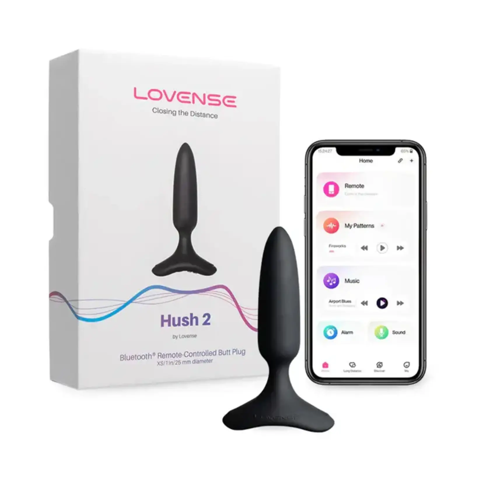 Lovense Hush 2 Bluetooth Remote-Controlled Vibrating Butt Plug XS 1in