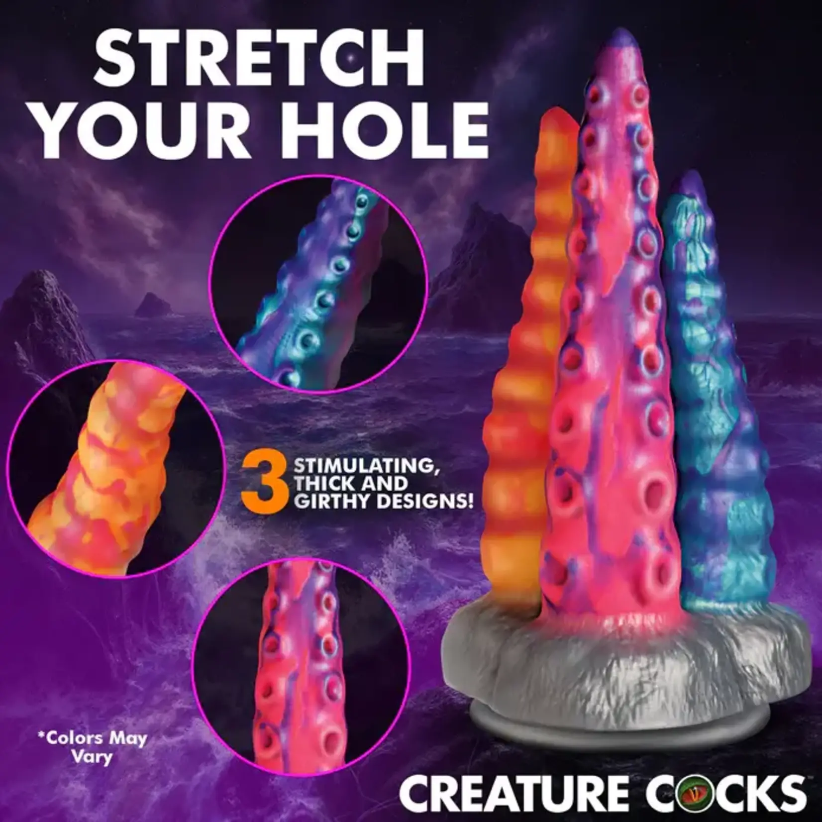 Creature Cocks Tenta- Trio Silicone Dildo - Multicolor