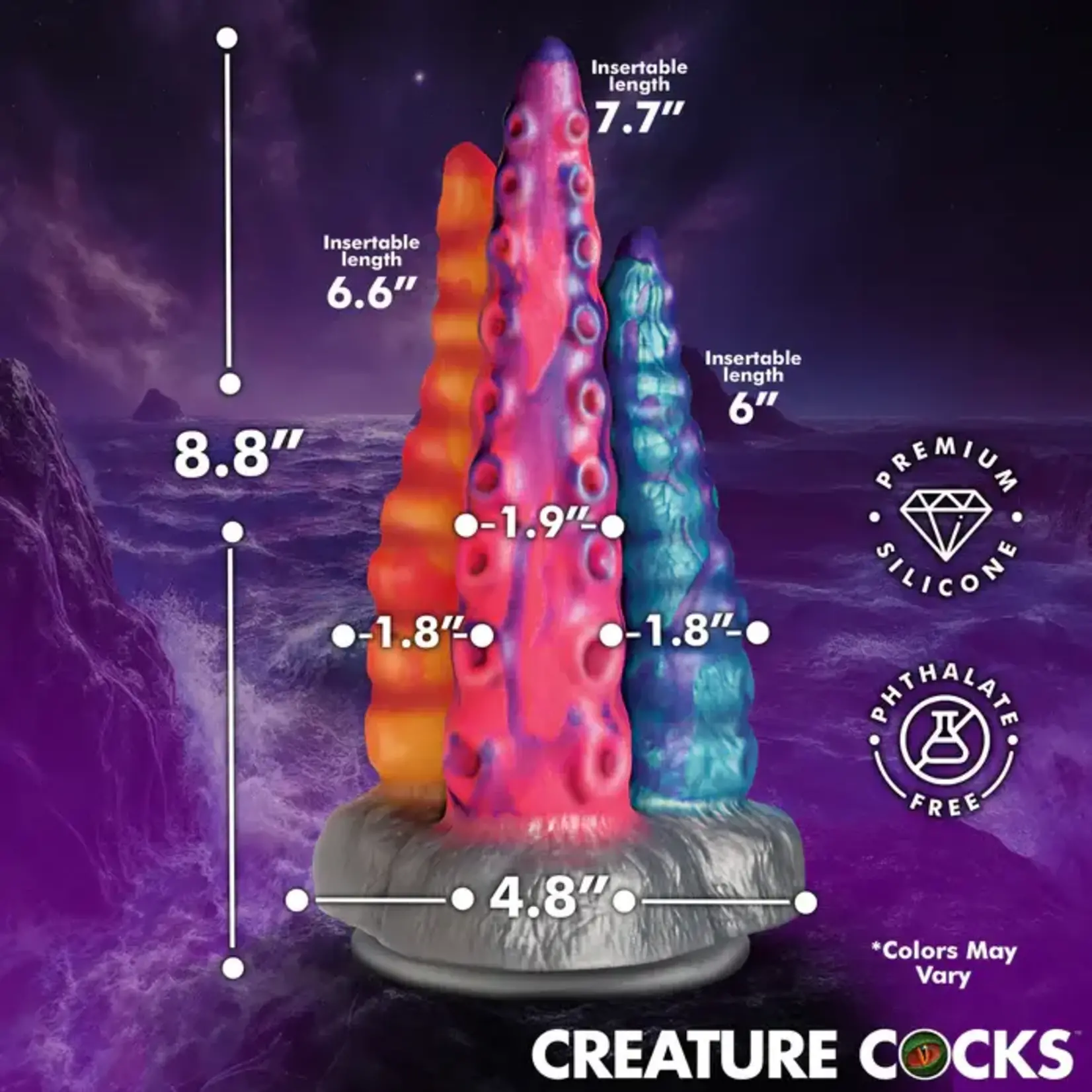 Creature Cocks Tenta- Trio Silicone Dildo - Multicolor