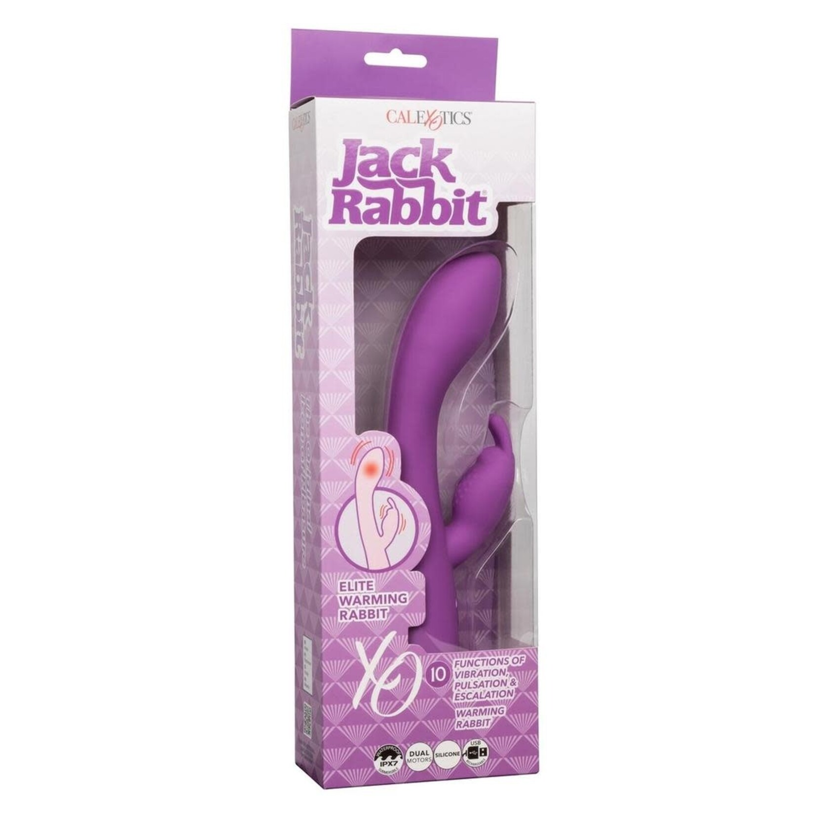 Jack Rabbit Elite Warming Rabbit Rechargeable Silicone Vibrator with Clitoral Stimulator - Purple