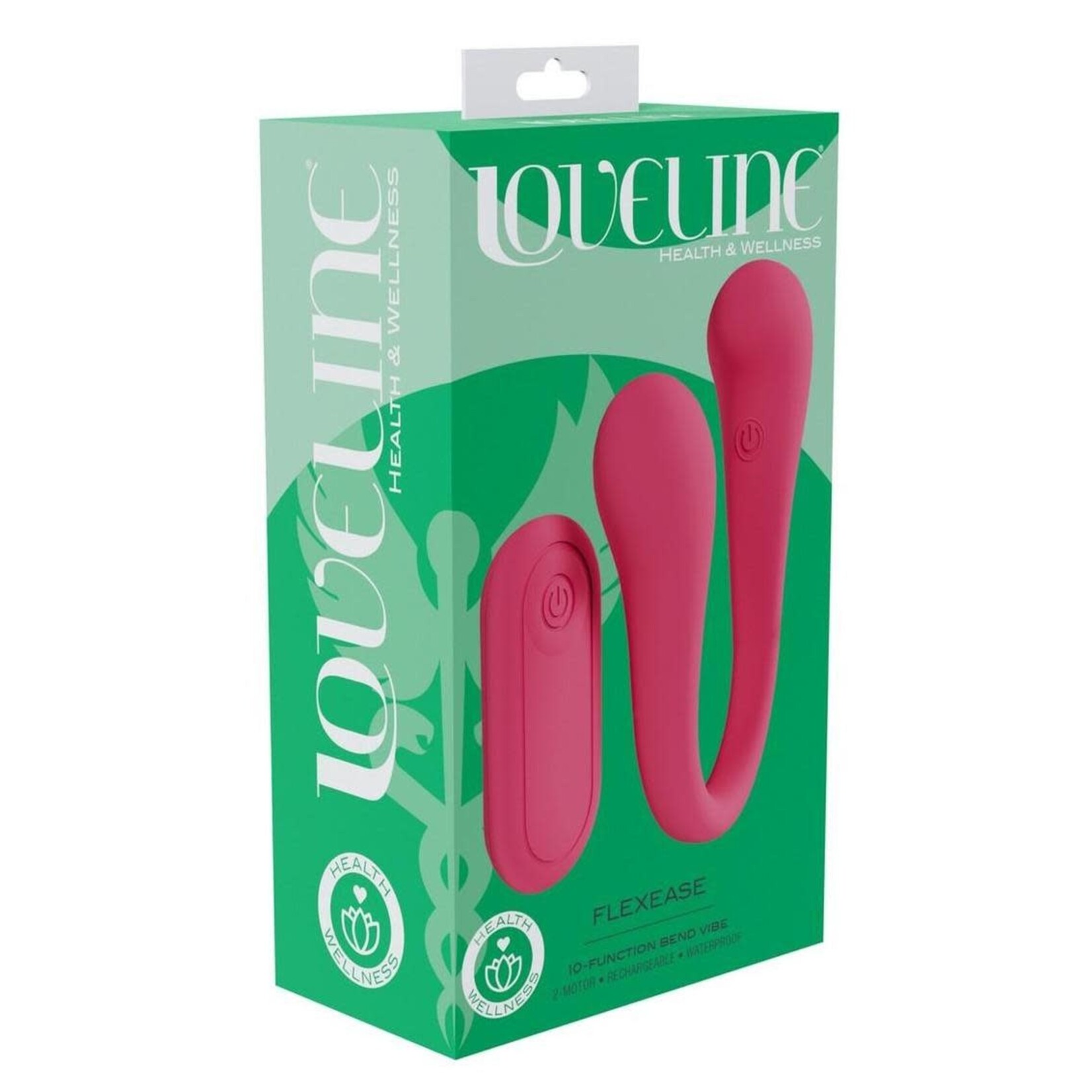 Loveline FlexEase Bend 10 Function Rechargeable Silicone Vibrator - Pink