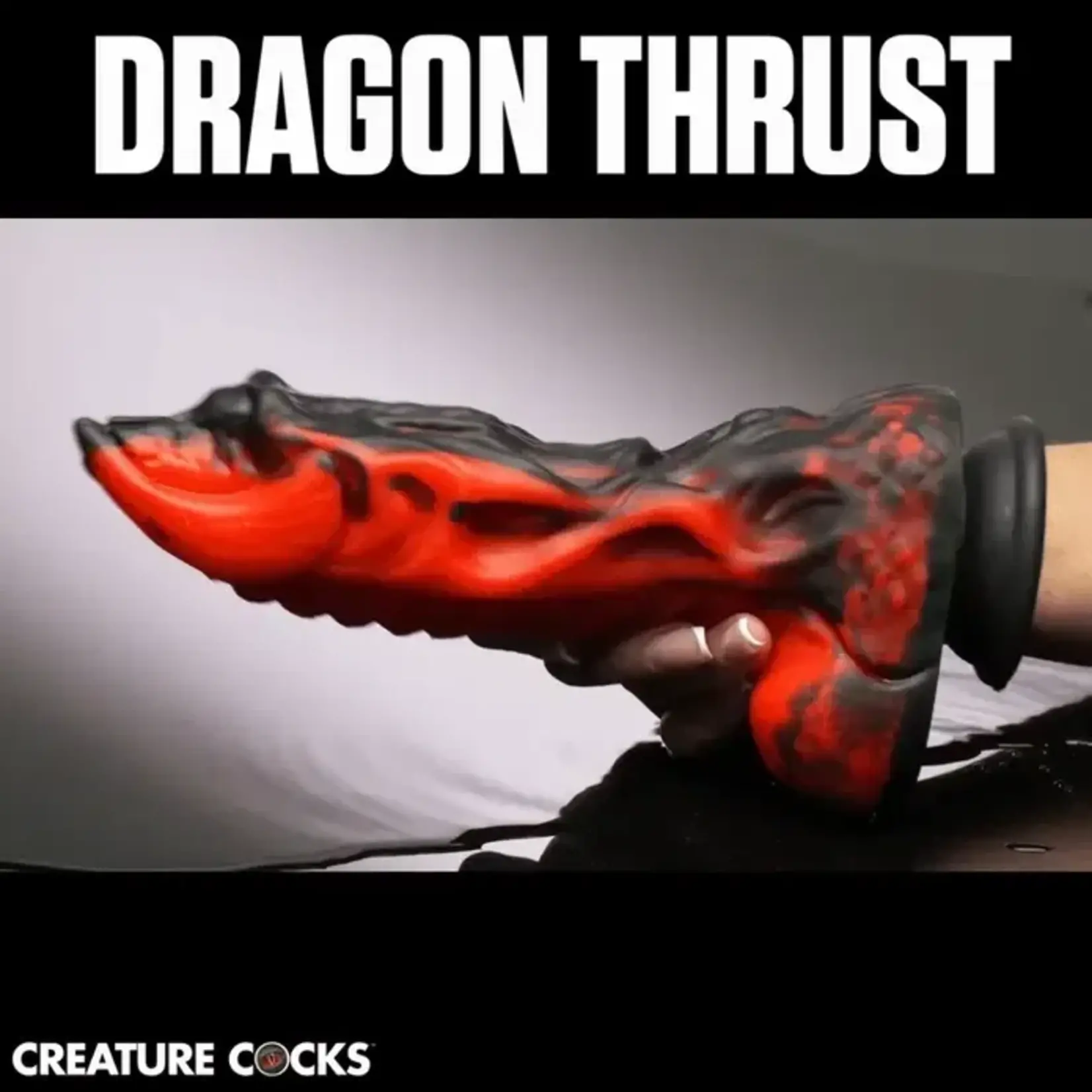 Dragon Thrust Rechargeable Silicone Thrusting & Vibrating Dildo - Red/Black