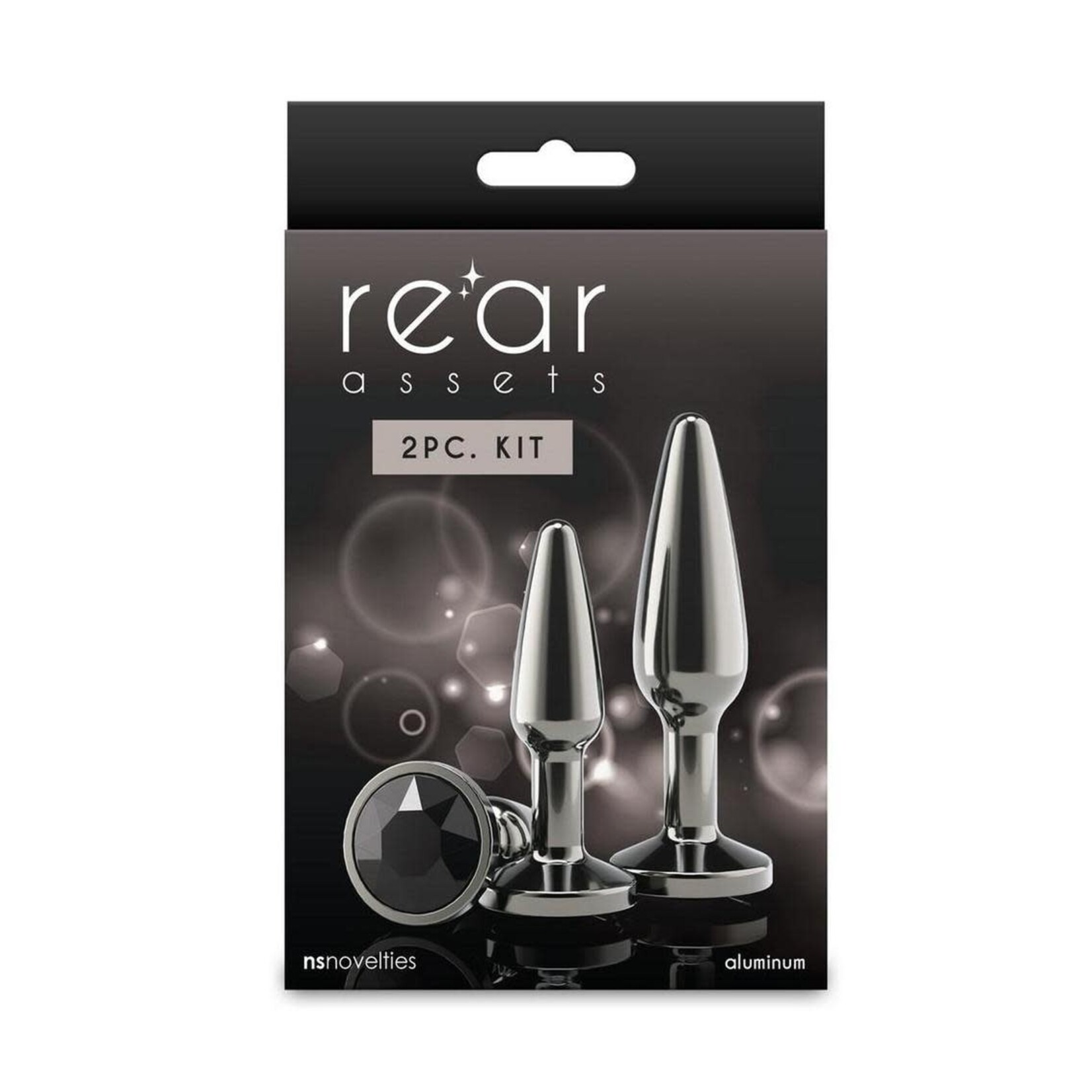 Rear Assets Tapered Trainer Chrome Plated Anal Plugs Kit (2pc Set) - Gray