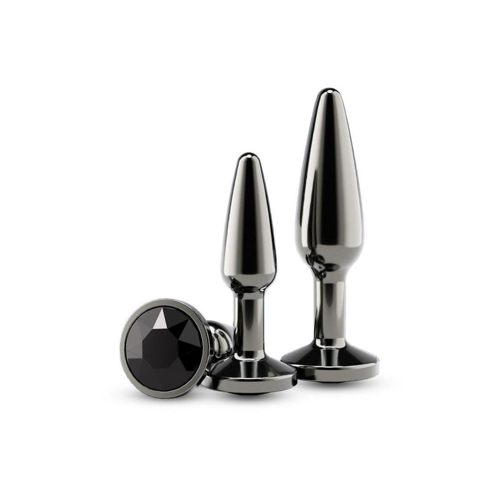Rear Assets Tapered Trainer Chrome Plated Anal Plugs Kit (2pc Set) - Gray