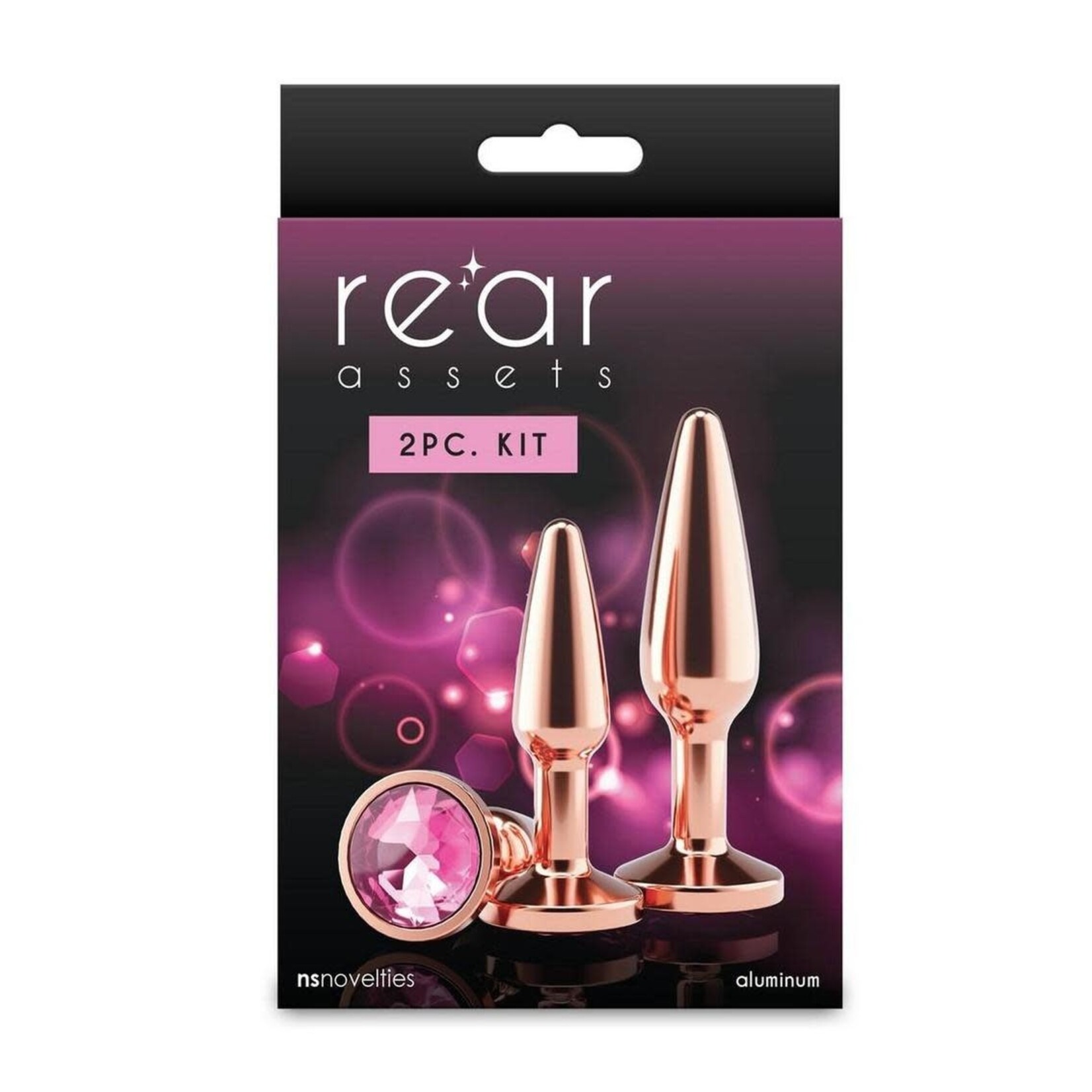 Rear Assets Tapered Trainer Chrome Plated Anal Plugs Kit (2pc Set) - Rose Gold