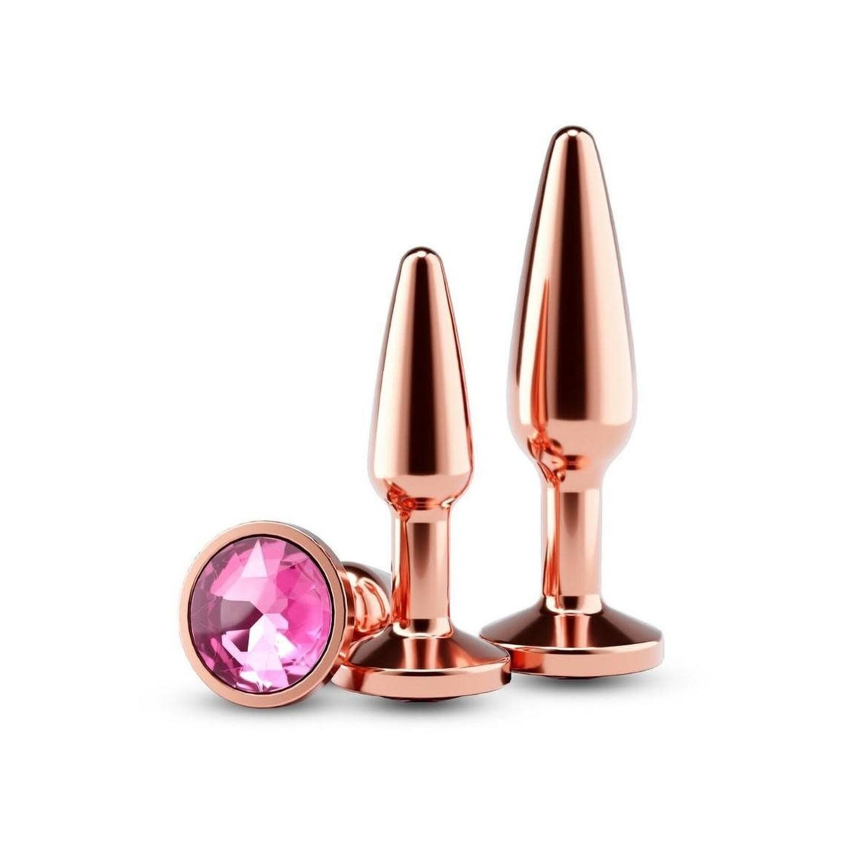 Rear Assets Tapered Trainer Chrome Plated Anal Plugs Kit (2pc Set) - Rose Gold