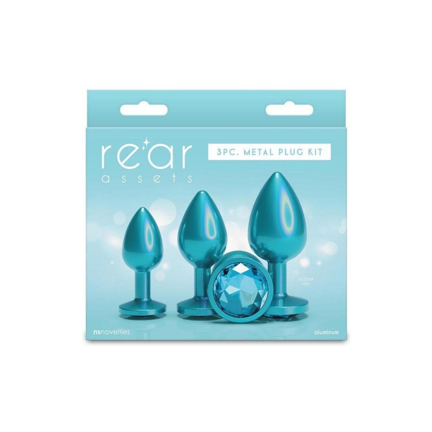 Rear Assets Tapered Trainer Chrome Plated Anal Plugs Kit (3pc Set) - Teal