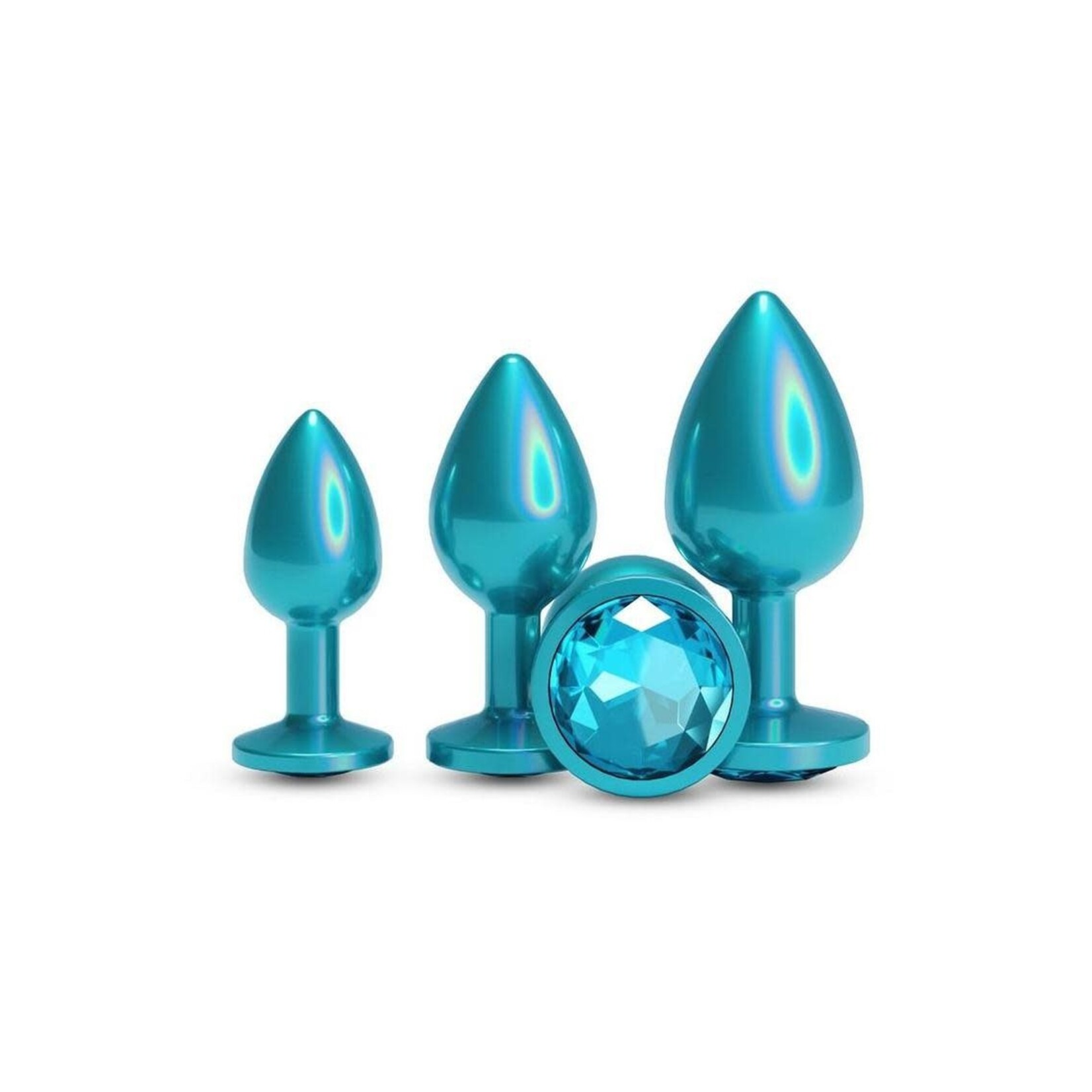 Rear Assets Tapered Trainer Chrome Plated Anal Plugs Kit (3pc Set) - Teal
