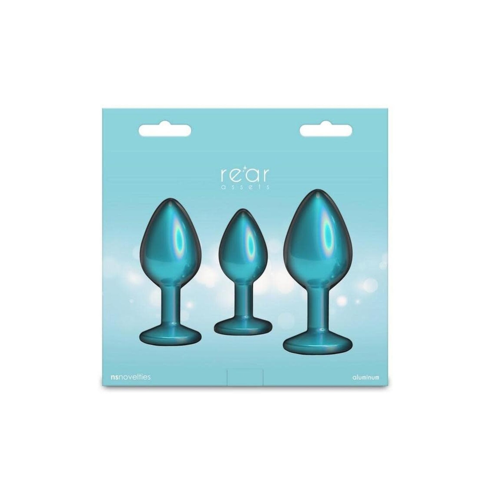 Rear Assets Tapered Trainer Chrome Plated Anal Plugs Kit (3pc Set) - Teal