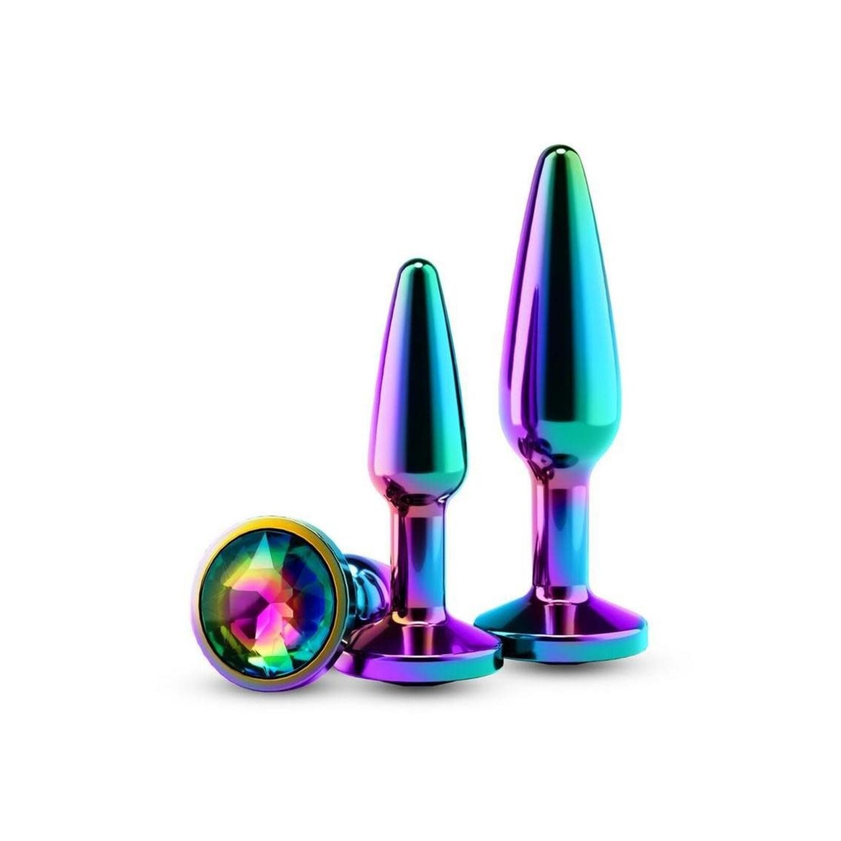 Rear Assets Tapered Trainer Chrome Plated Anal Plugs Kit (3pc Set) - Multicolor