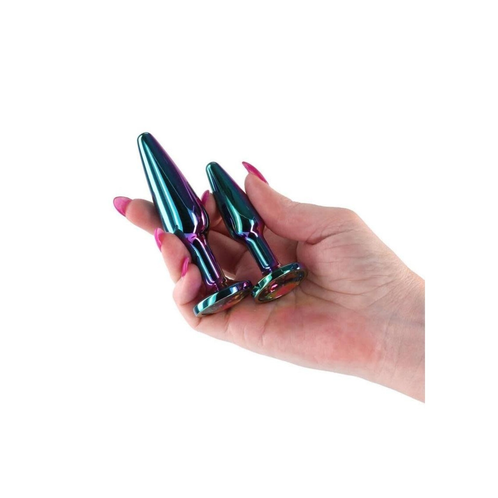 Rear Assets Tapered Trainer Chrome Plated Anal Plugs Kit (3pc Set) - Multicolor