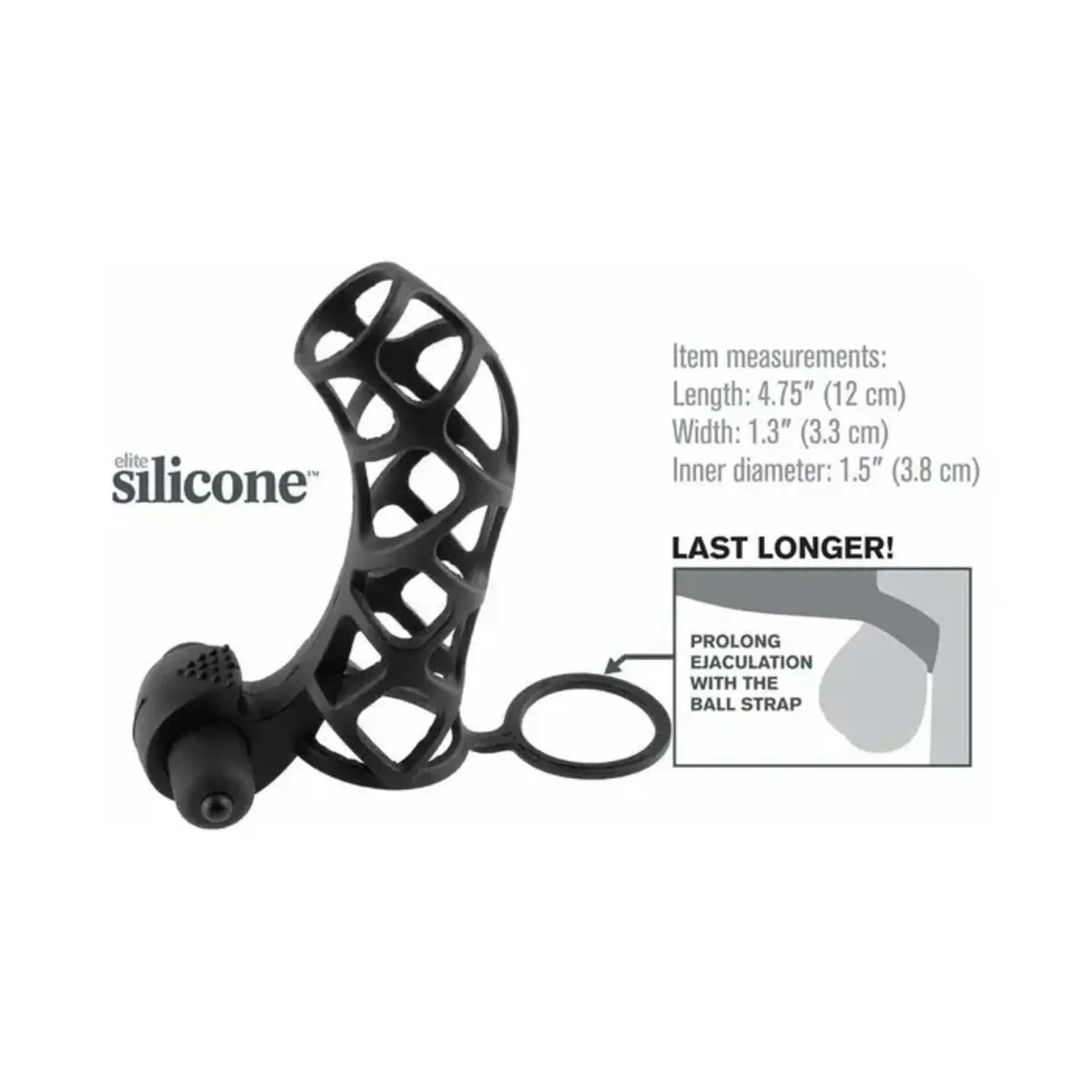 Fantasy Xtensions Silicone Extreme Power Vibrating Cock Cage Black