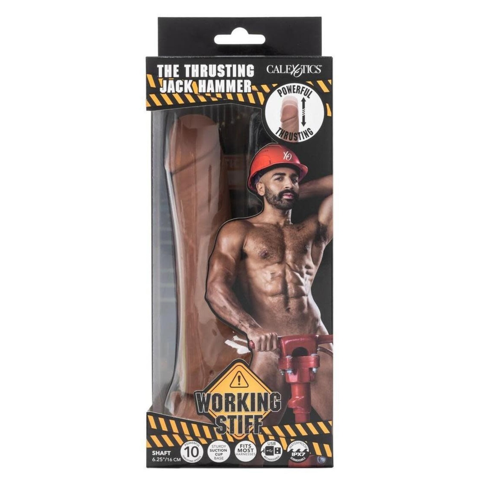 Working Stiff The Thrusting Jack Hammer Rechargeable Silicone Vibrating Dildo - Chocolate