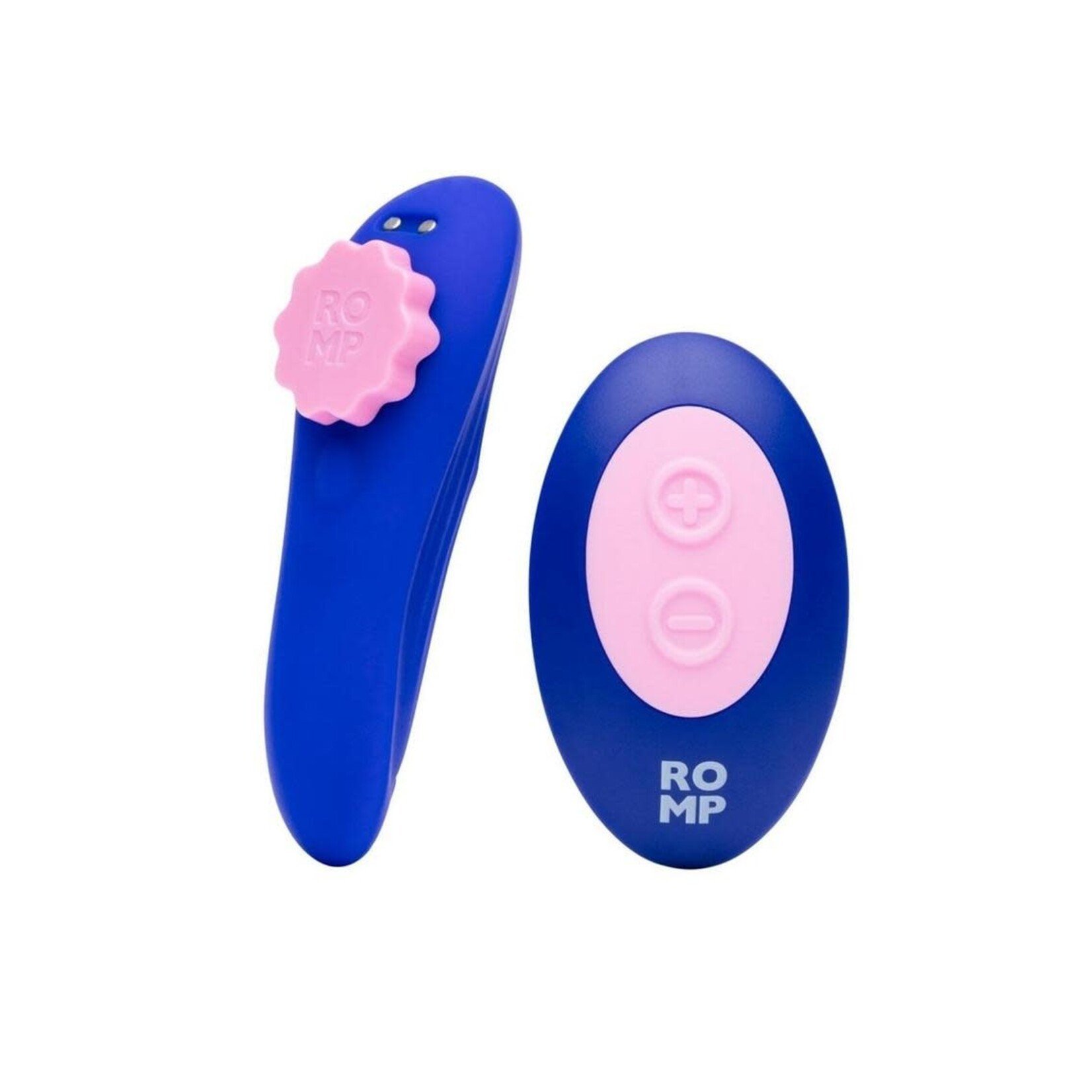 Romp Party Rechargeable Silicone Clitoral Vibrator with Remote - Blue/Pink