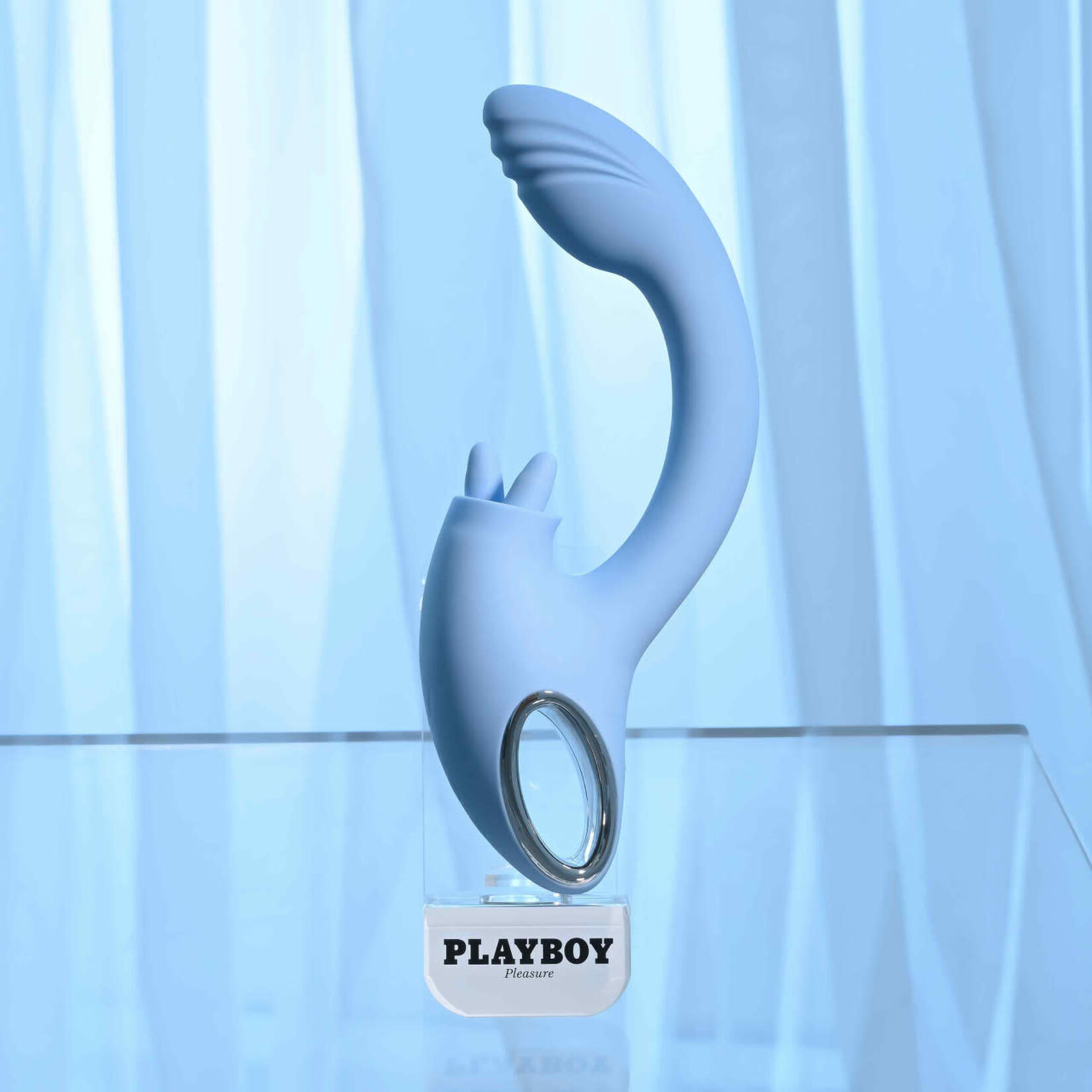 Playboy Sapphire Sky Rechargeable Silicone Rabbit Vibrator - Blue