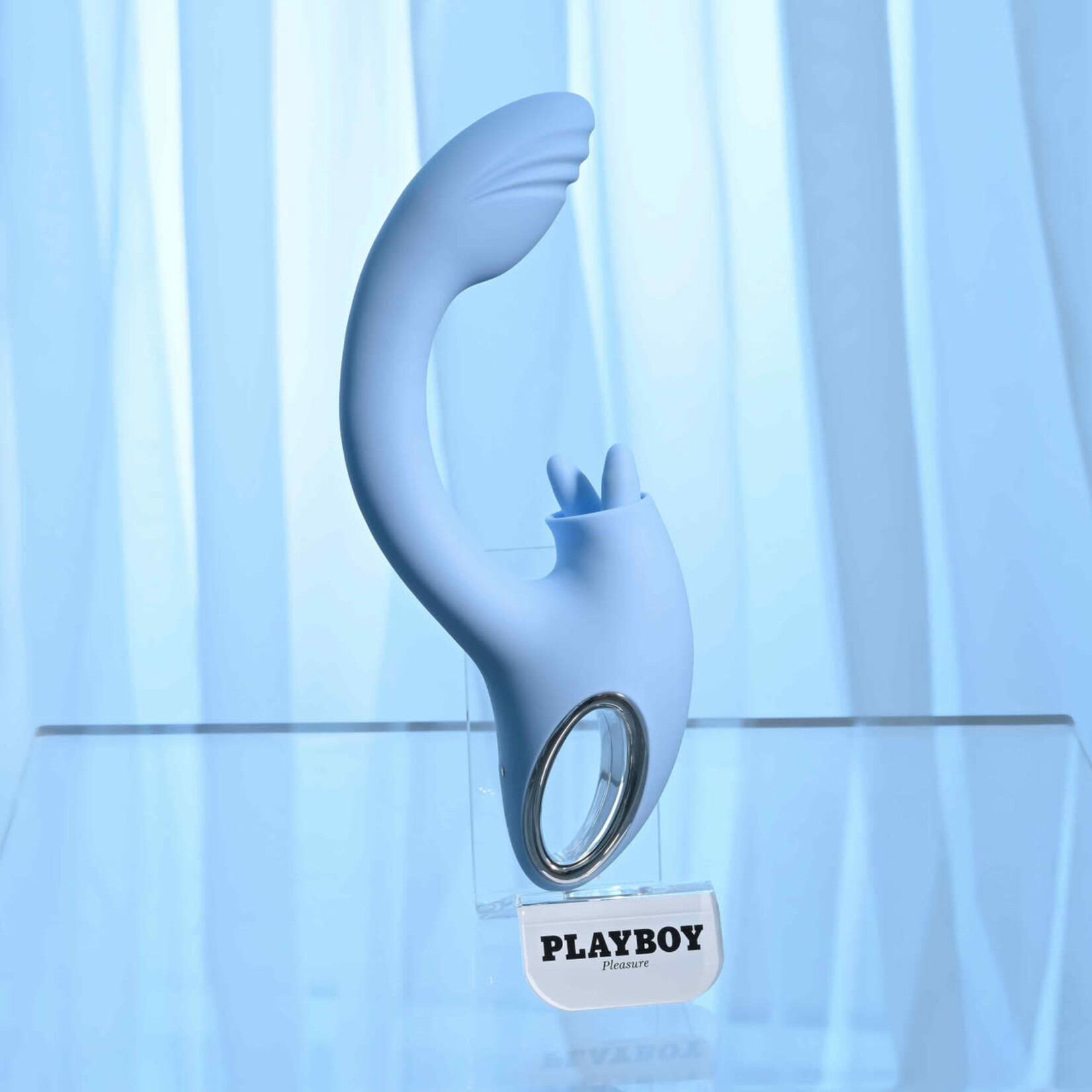 Playboy Sapphire Sky Rechargeable Silicone Rabbit Vibrator - Blue
