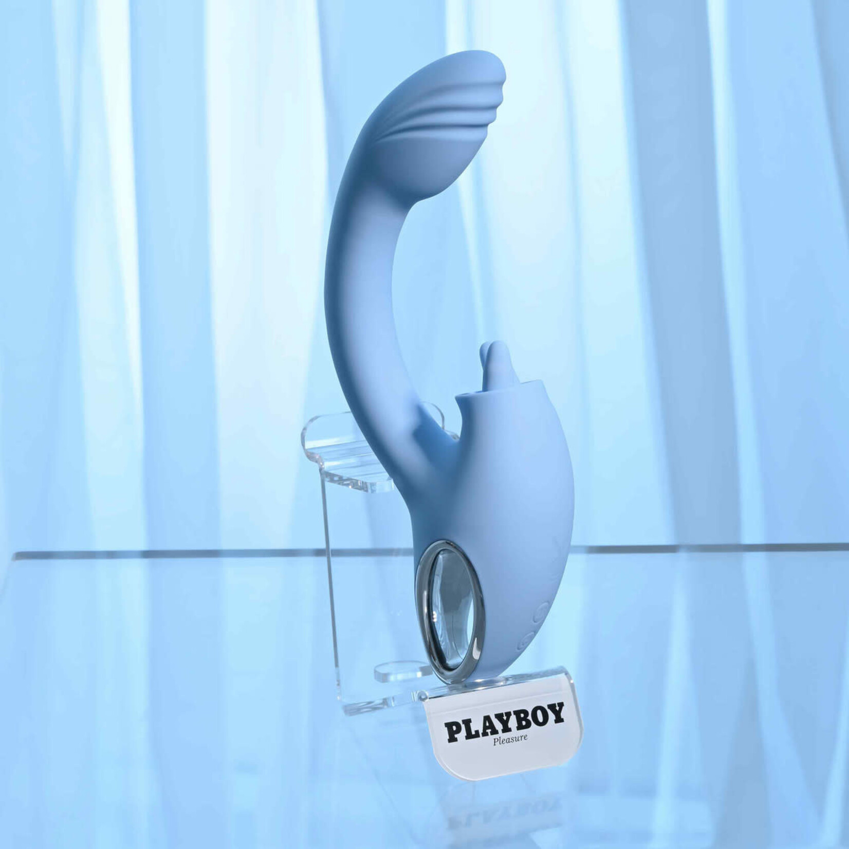 Playboy Sapphire Sky Rechargeable Silicone Rabbit Vibrator - Blue