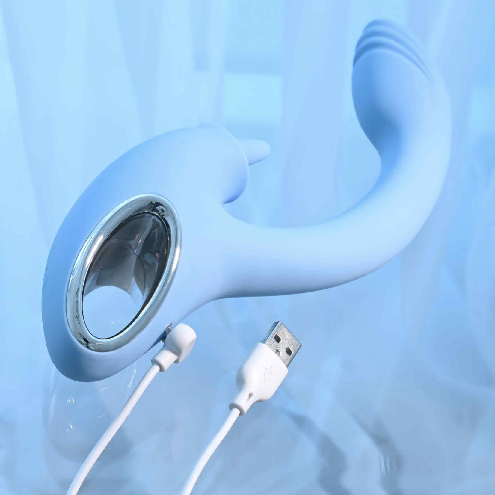 Playboy Sapphire Sky Rechargeable Silicone Rabbit Vibrator - Blue