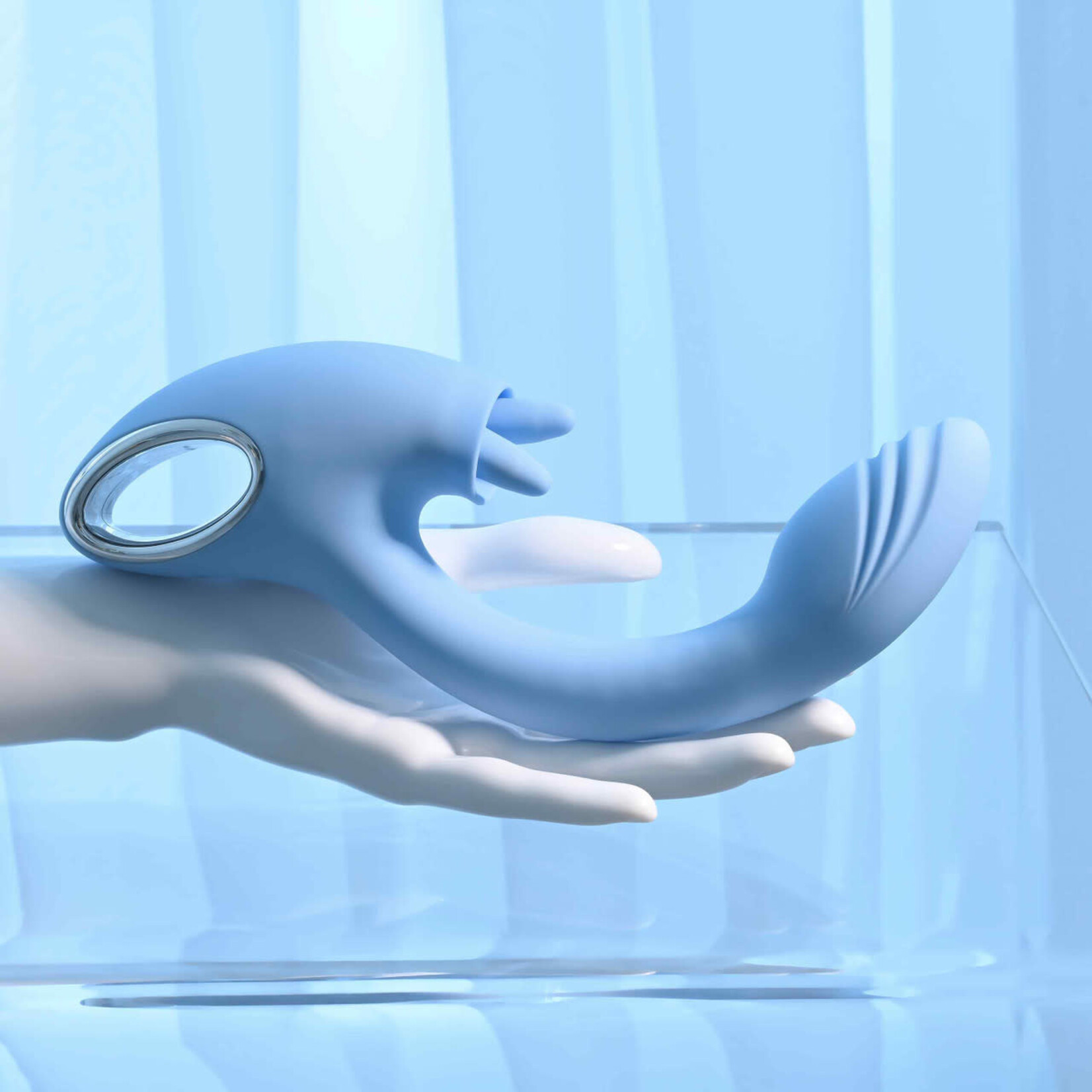 Playboy Sapphire Sky Rechargeable Silicone Rabbit Vibrator - Blue