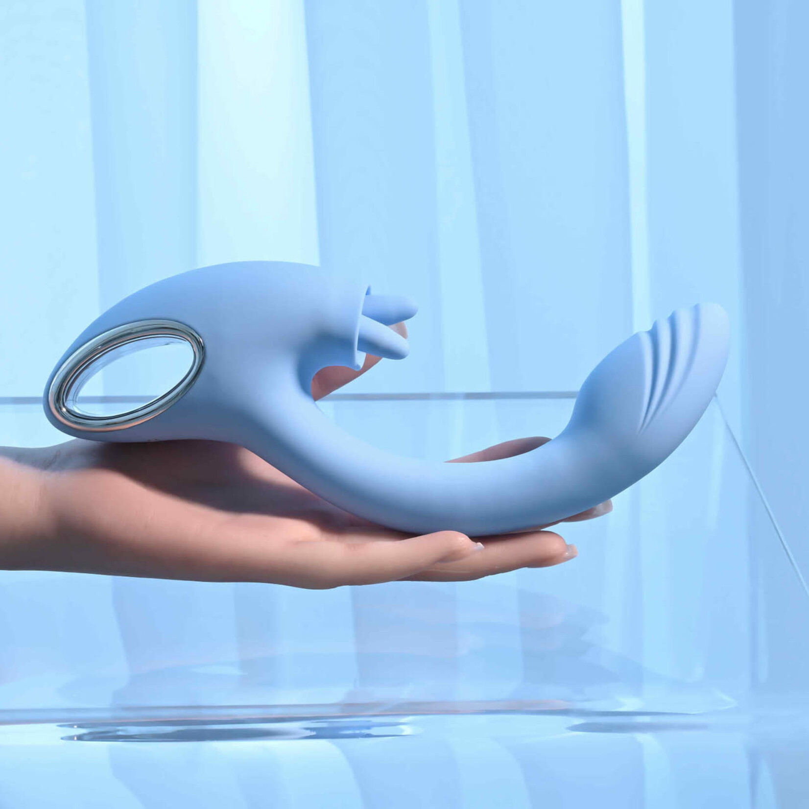 Playboy Sapphire Sky Rechargeable Silicone Rabbit Vibrator - Blue