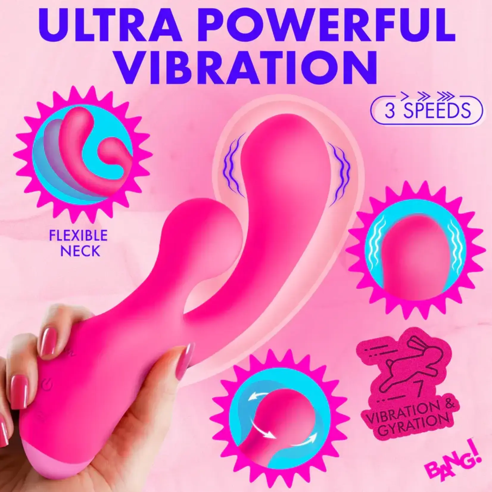 Bang! Gyro Rabbit Rechargeable Silicone Vibrator - Pink