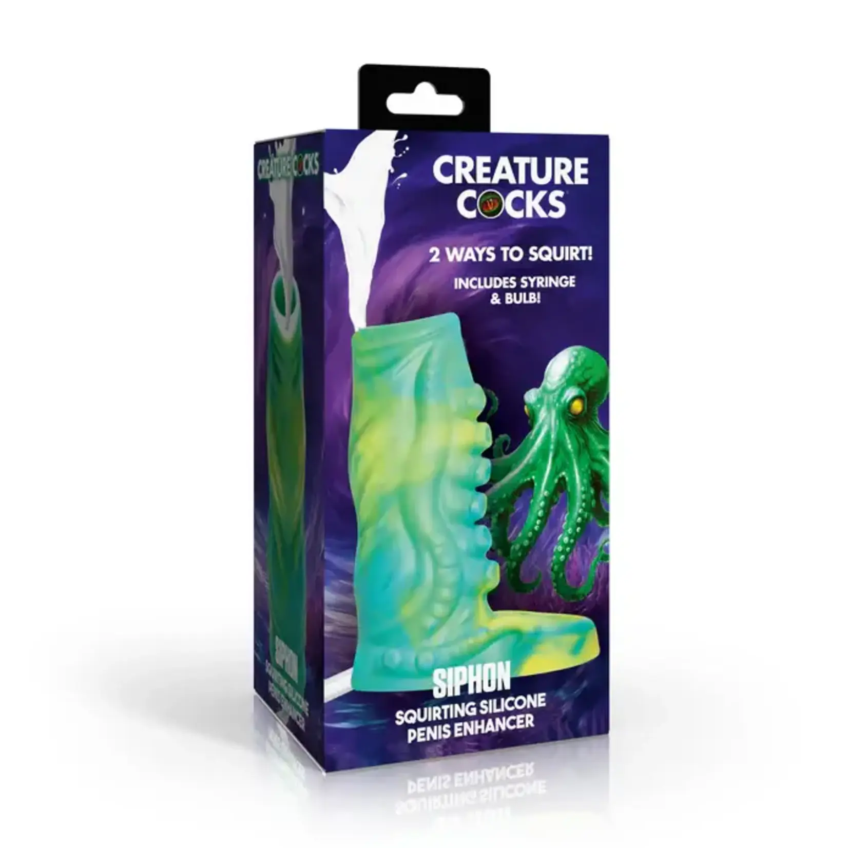 Creature Cocks Tentacle Squirting Silicone Penis Enhancer - Green/Yellow