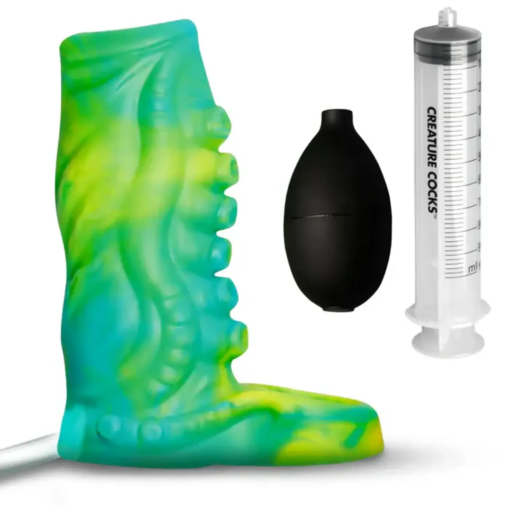 Creature Cocks Tentacle Squirting Silicone Penis Enhancer - Green/Yellow