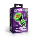 Creature Cocks Eye of the Spawn Rechargeable Silicone Vibrating & Squirming Butt Plug with Remote - Green