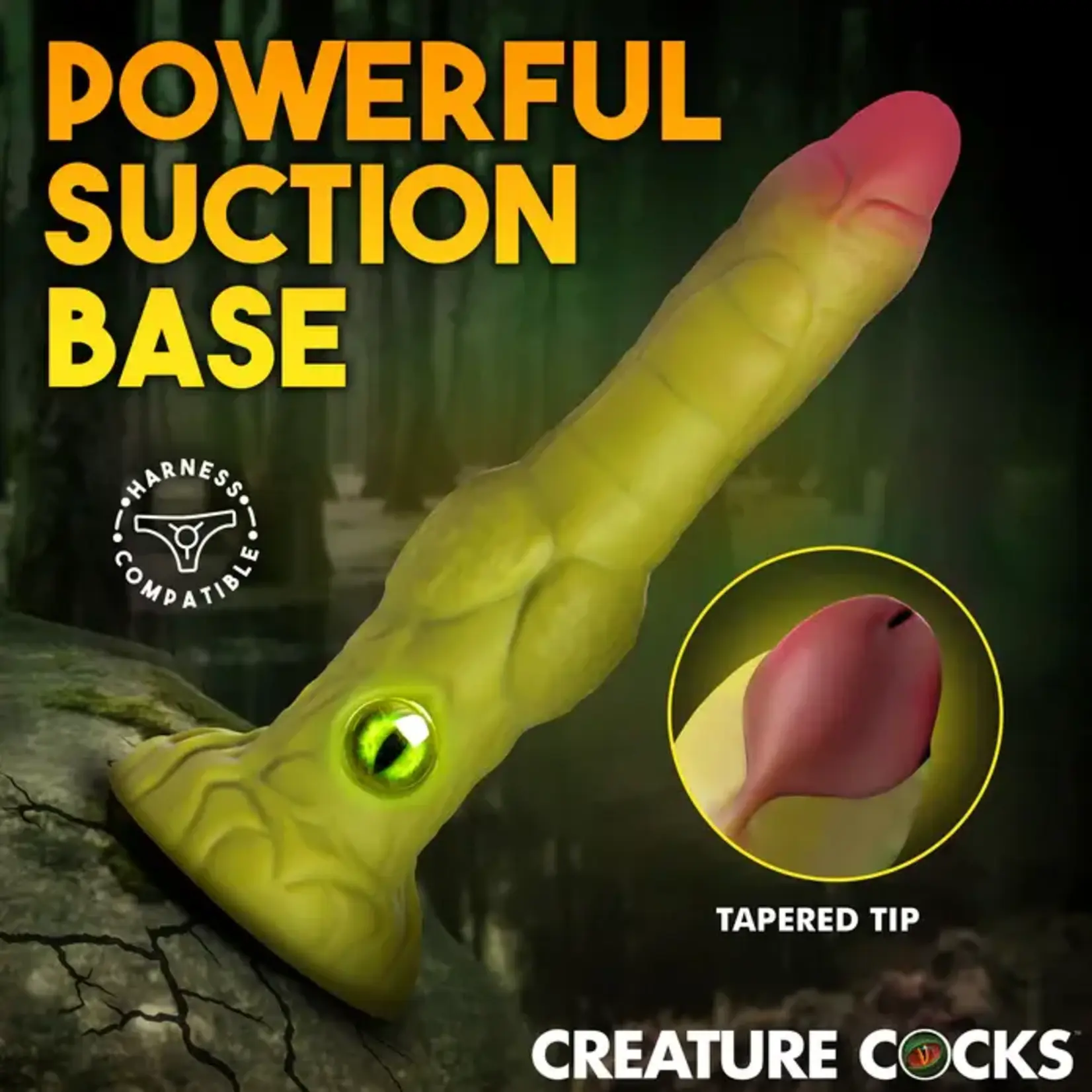 Creature Cocks Eyegor Thrusting & Vibrating Rechargeable Silicone Dildo - Green
