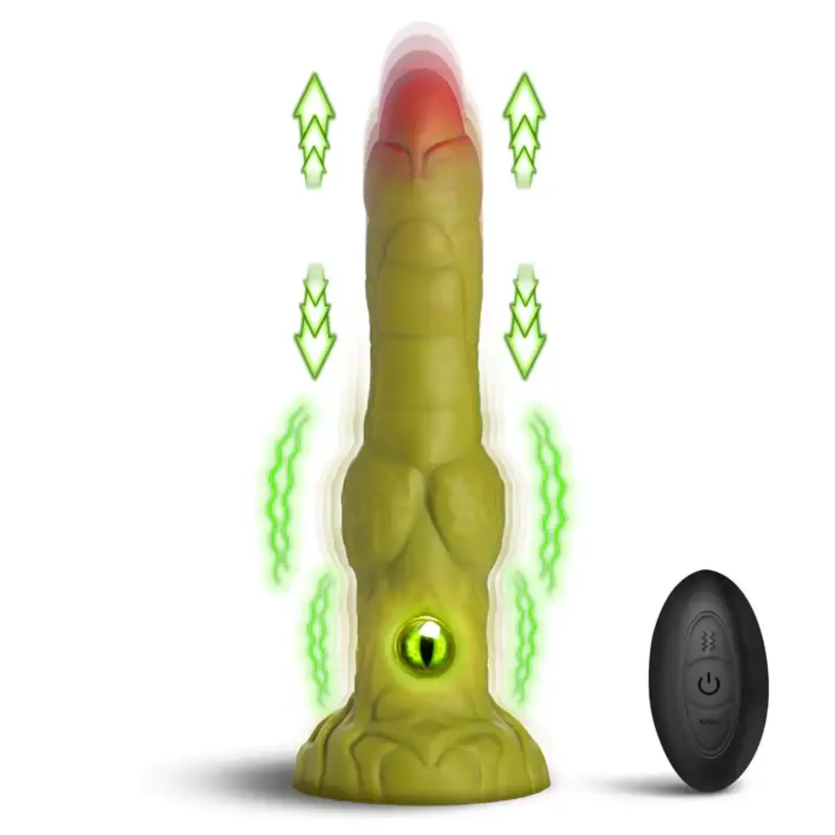 Creature Cocks Eyegor Thrusting & Vibrating Rechargeable Silicone Dildo - Green