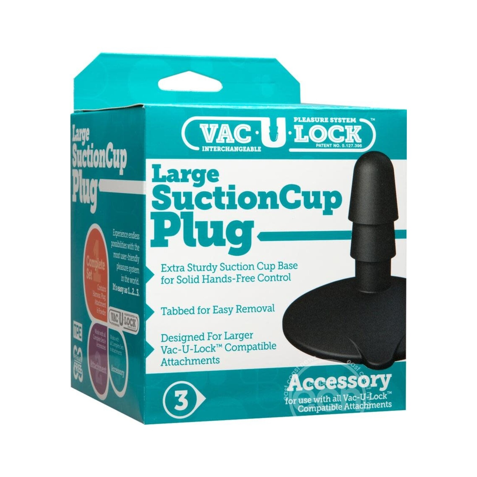 Vac U Lock Large Suction Cup Plug Accessory Black