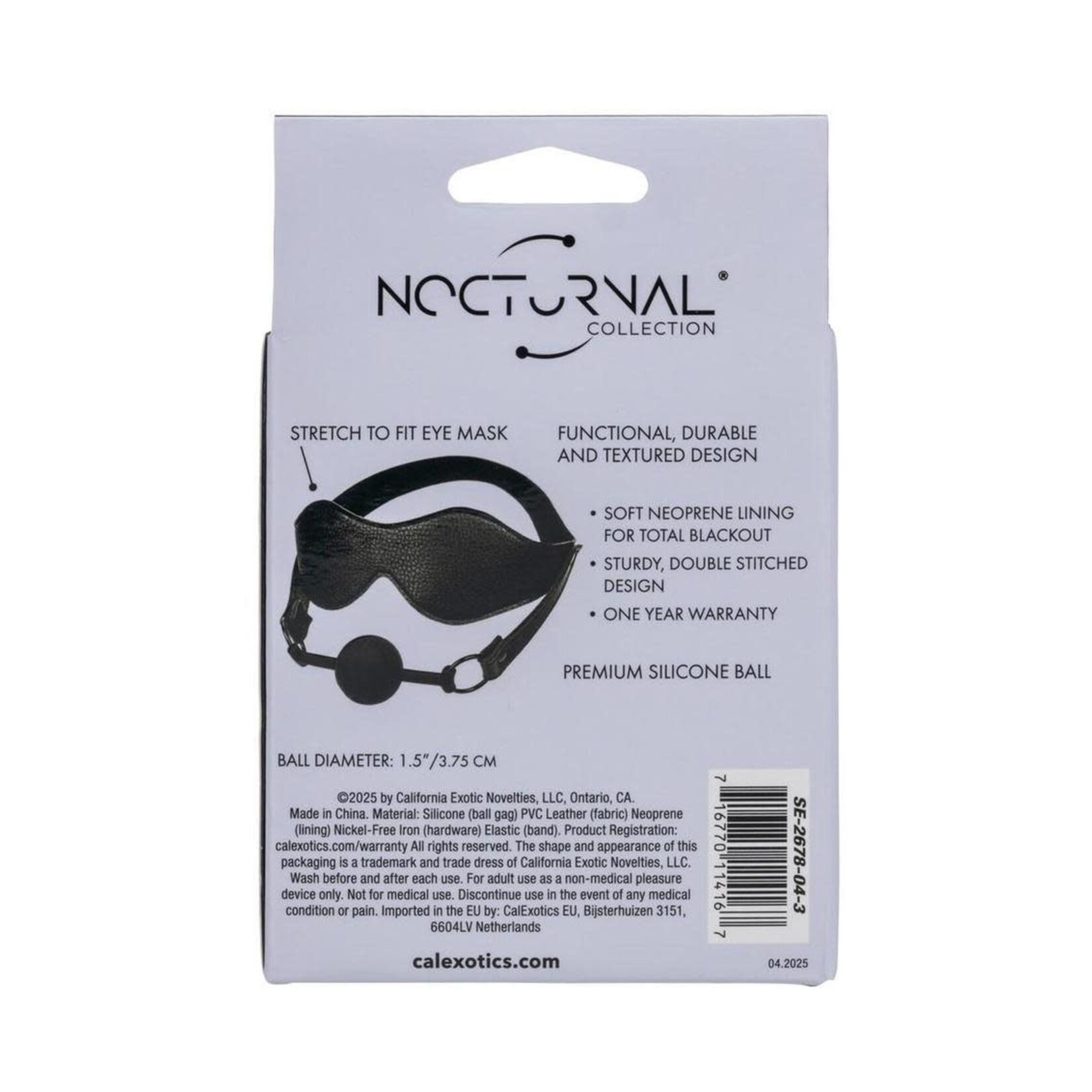 Nocturnal Collection Eye Mask & Breathable Ball Gag - Black
