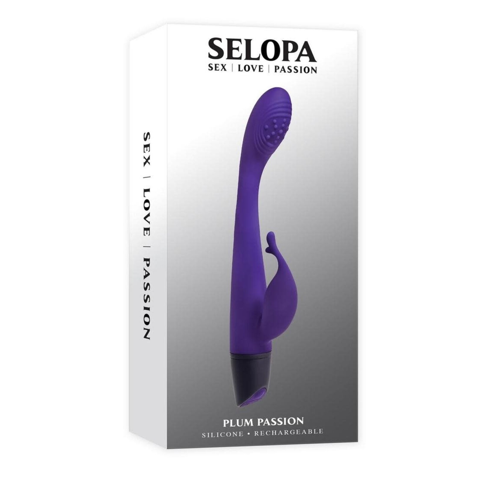 Selopa Plum Passion Rechargeable Silicone Vibrator with Clitoral Stimulator - Purple