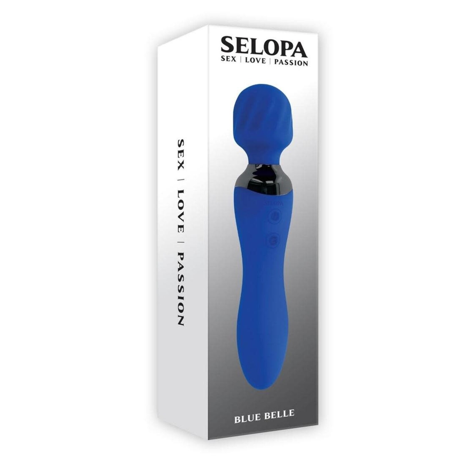 Selopa Blue Belle Silicone Rechargeable Dual End Vibrating Wand - Blue
