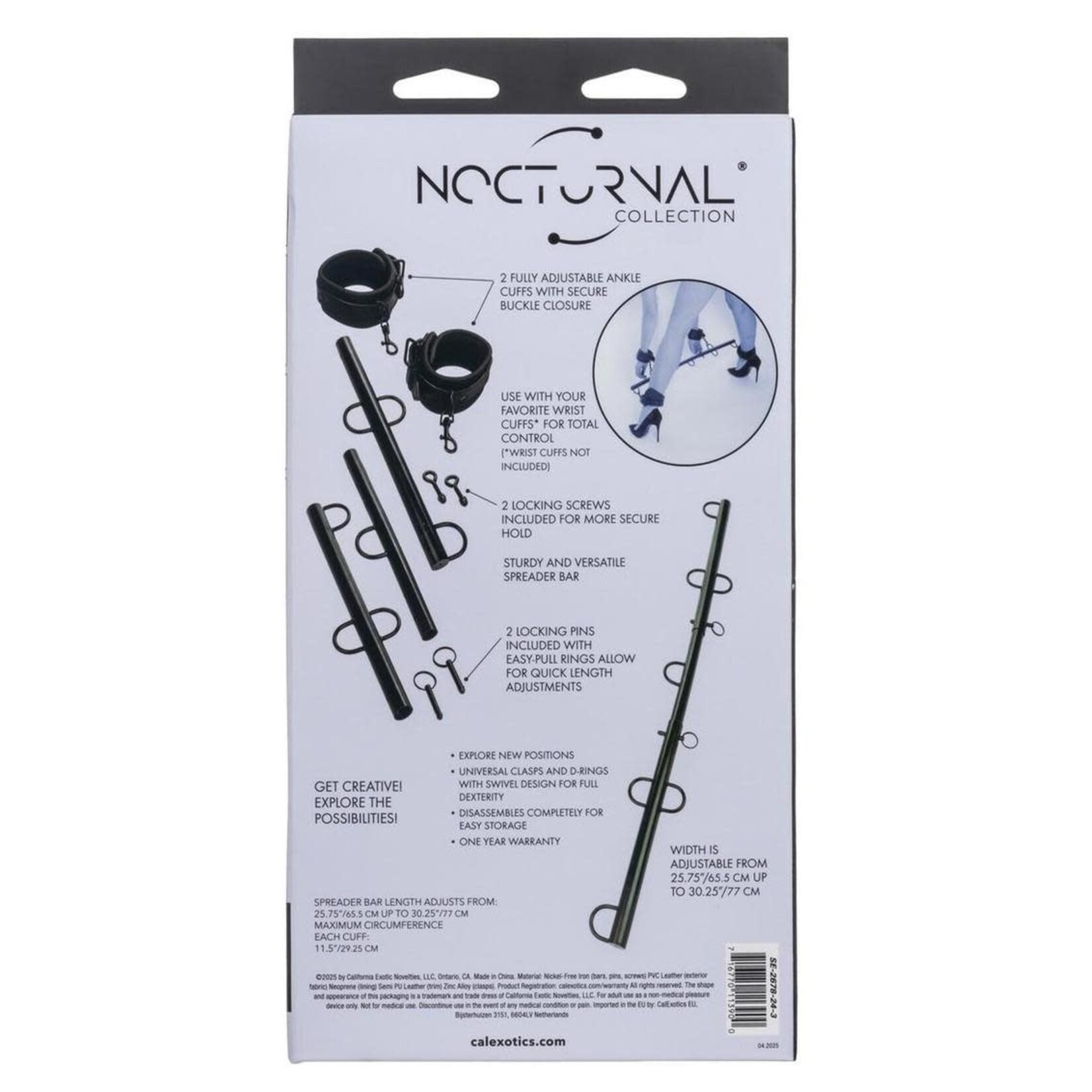 Nocturnal Collection Spreader Bar with Cuffs - Black